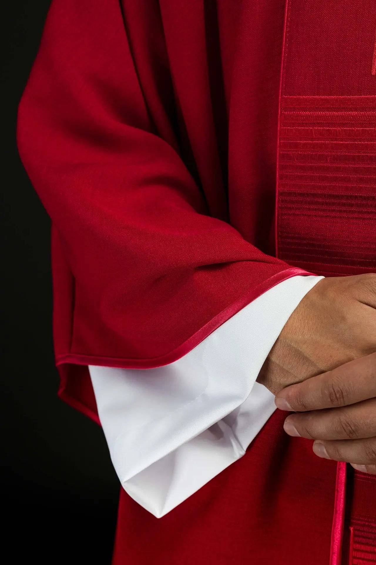 Embroidered chasuble with Crosses in red
