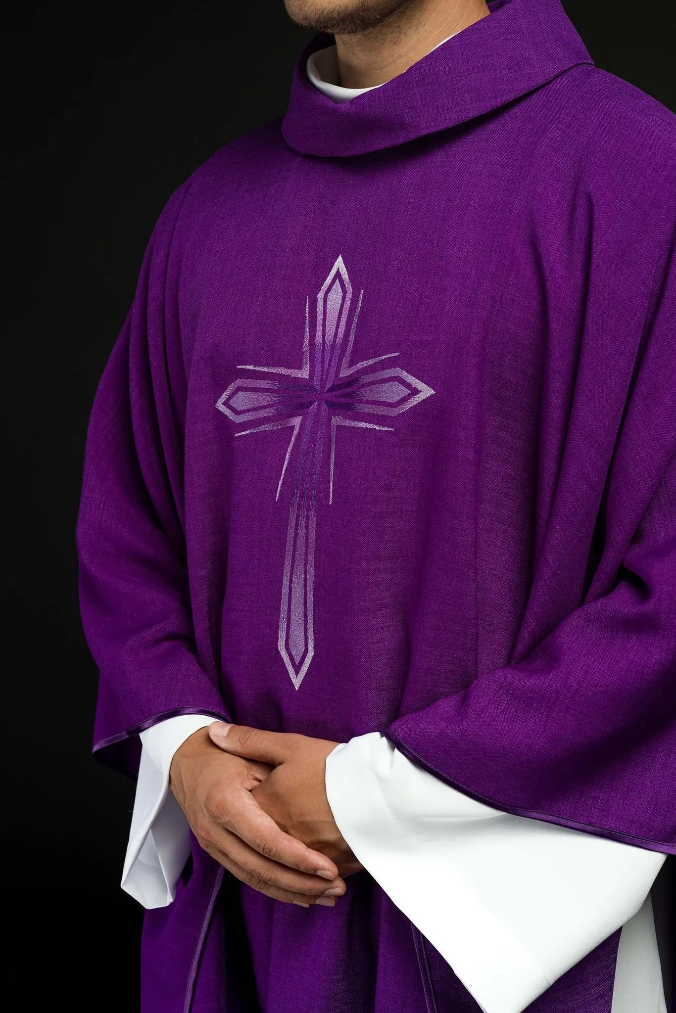 Embroidered chasuble in purple