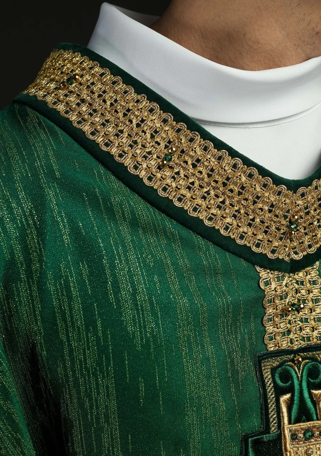 Handmade Chasuble with Natural Stones Handmade 7015 Green