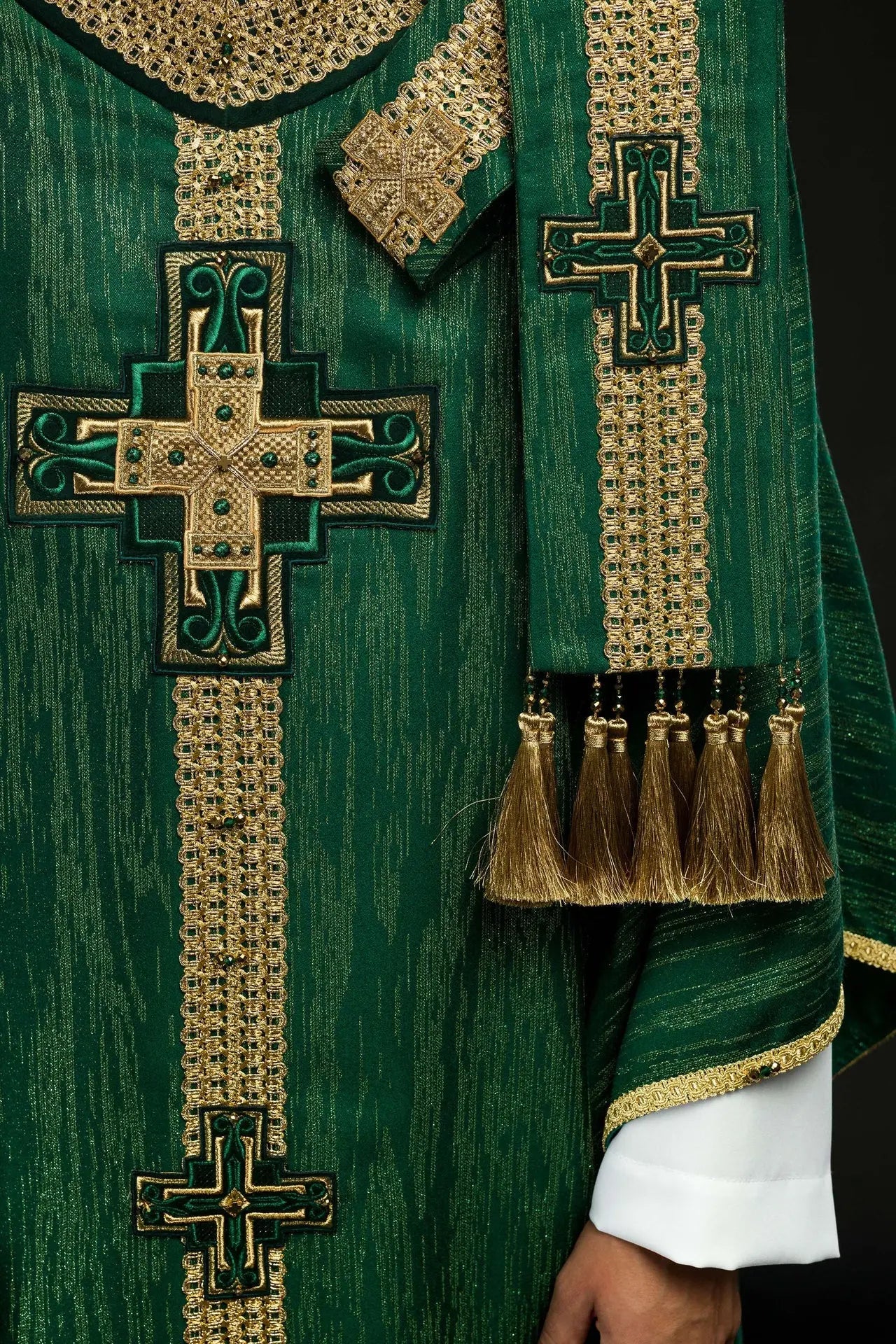 Handmade Chasuble with Natural Stones Handmade 7015 Green