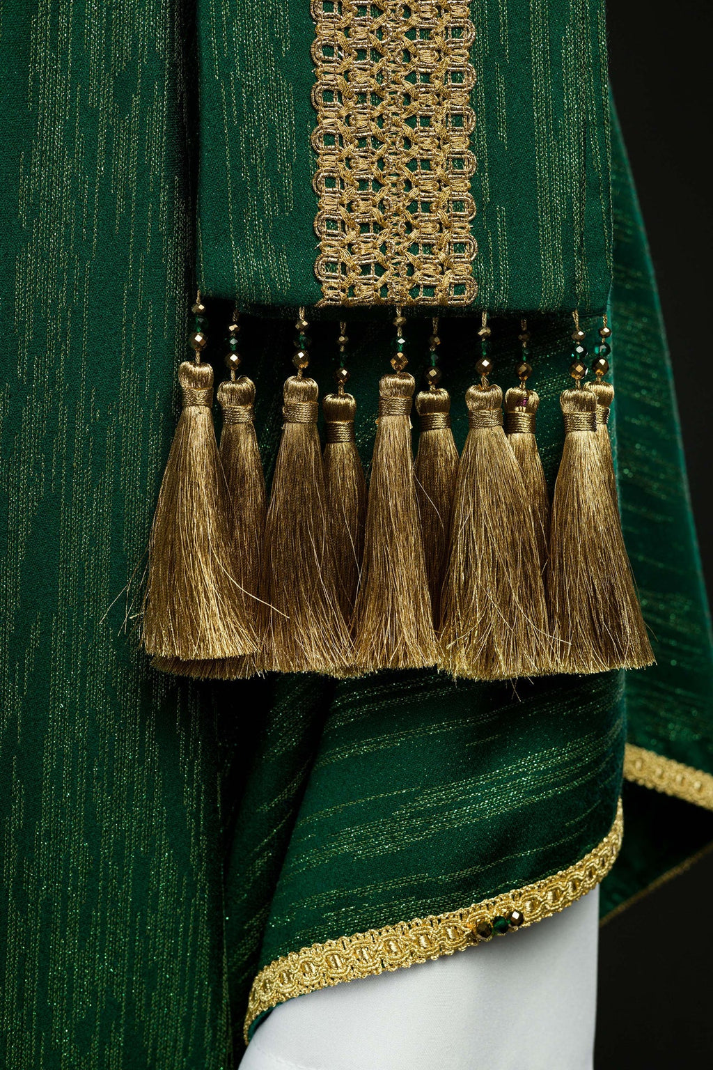 Ręcznie wykonany ornat z naturalnymi kamieniami Handmade 7015 Zielony - ORNATY.PL