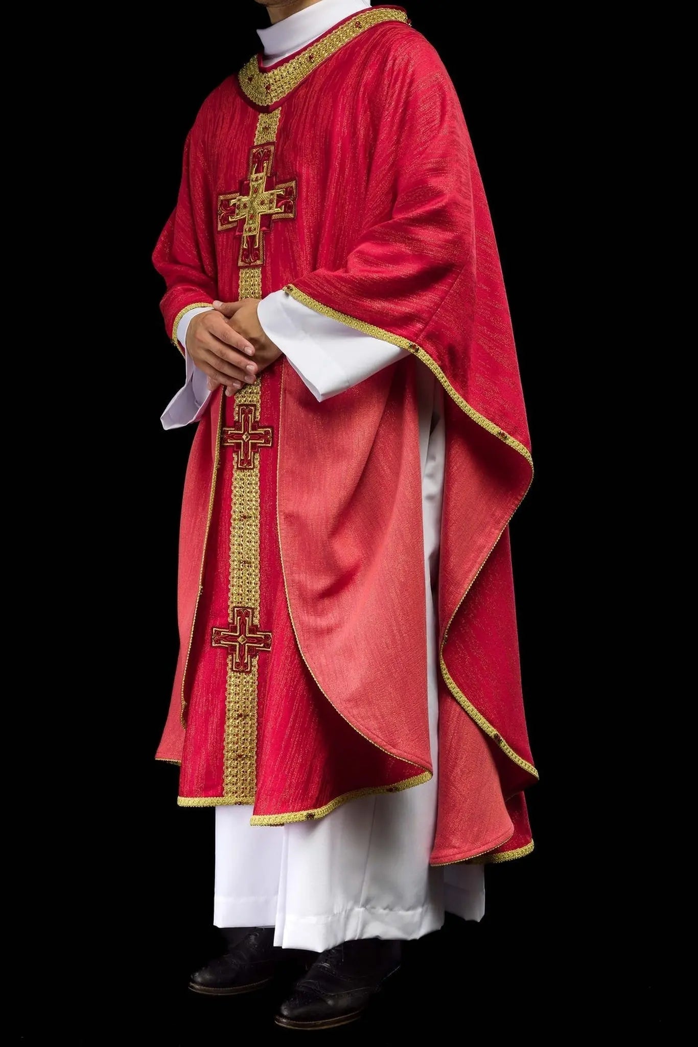 Handmade Chasuble with Natural Stones Handmade 7015 Red