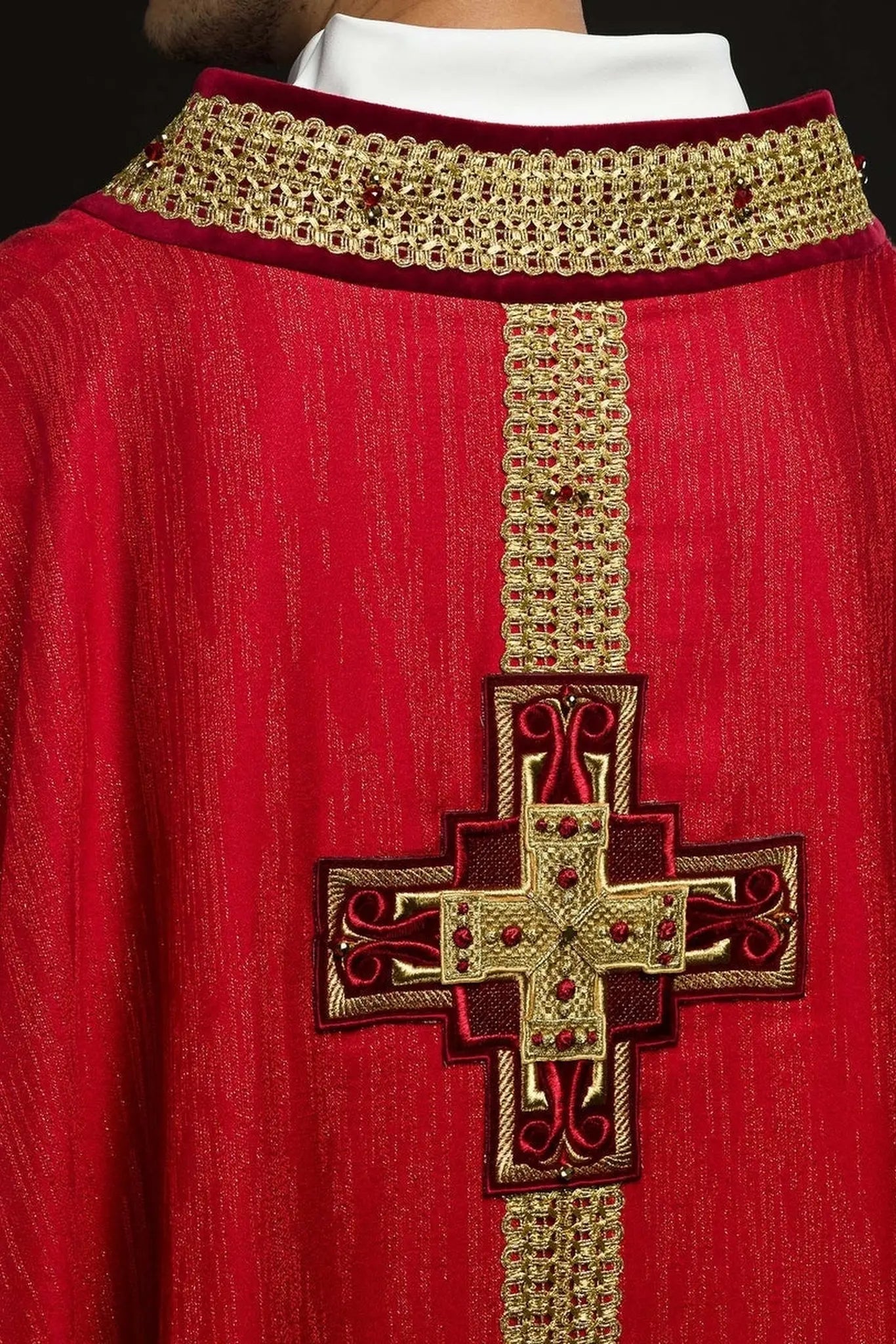 Handmade Chasuble with Natural Stones Handmade 7015 Red