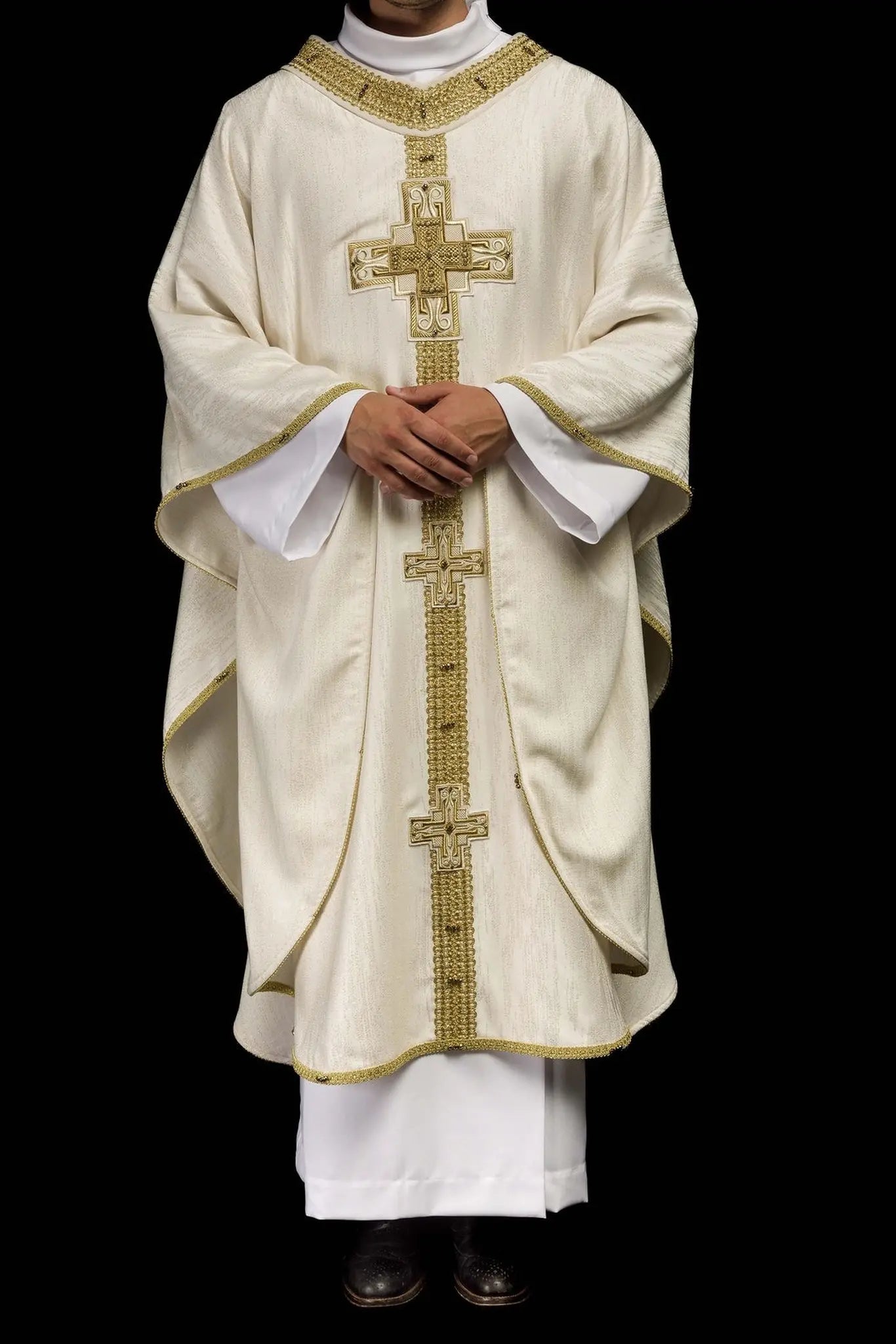 Handmade Ornat liturgiczny z Kamieniami naturalnymi Handmade 7015 Ecru