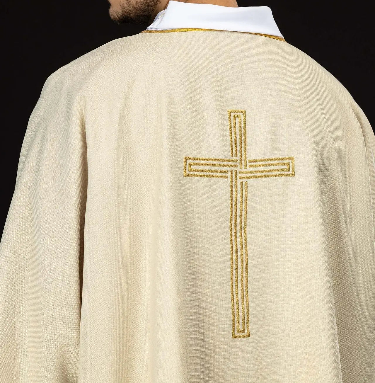 Ecru Dalmatic with Gold Cross Embroidery