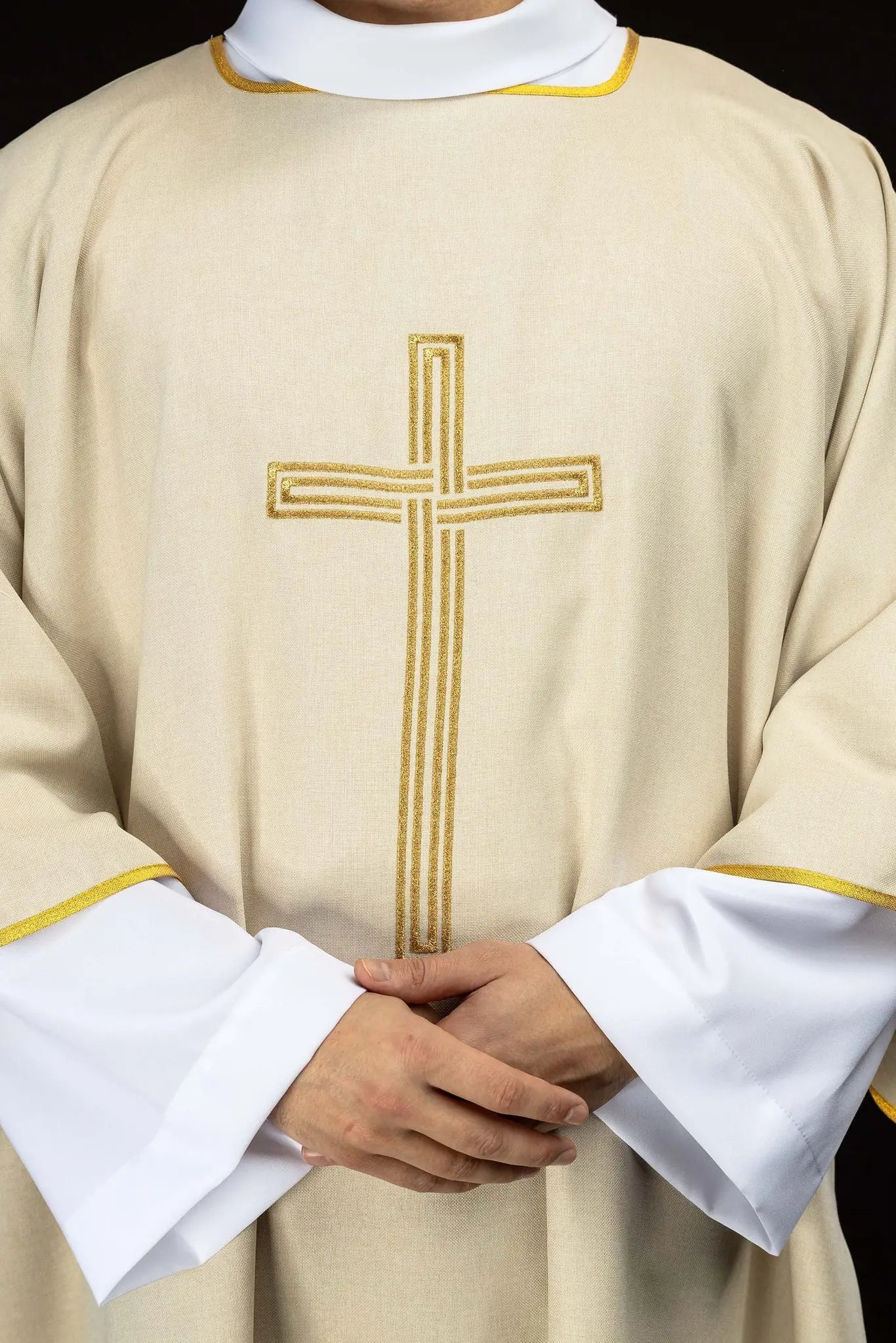 Ecru Dalmatic with Gold Cross Embroidery