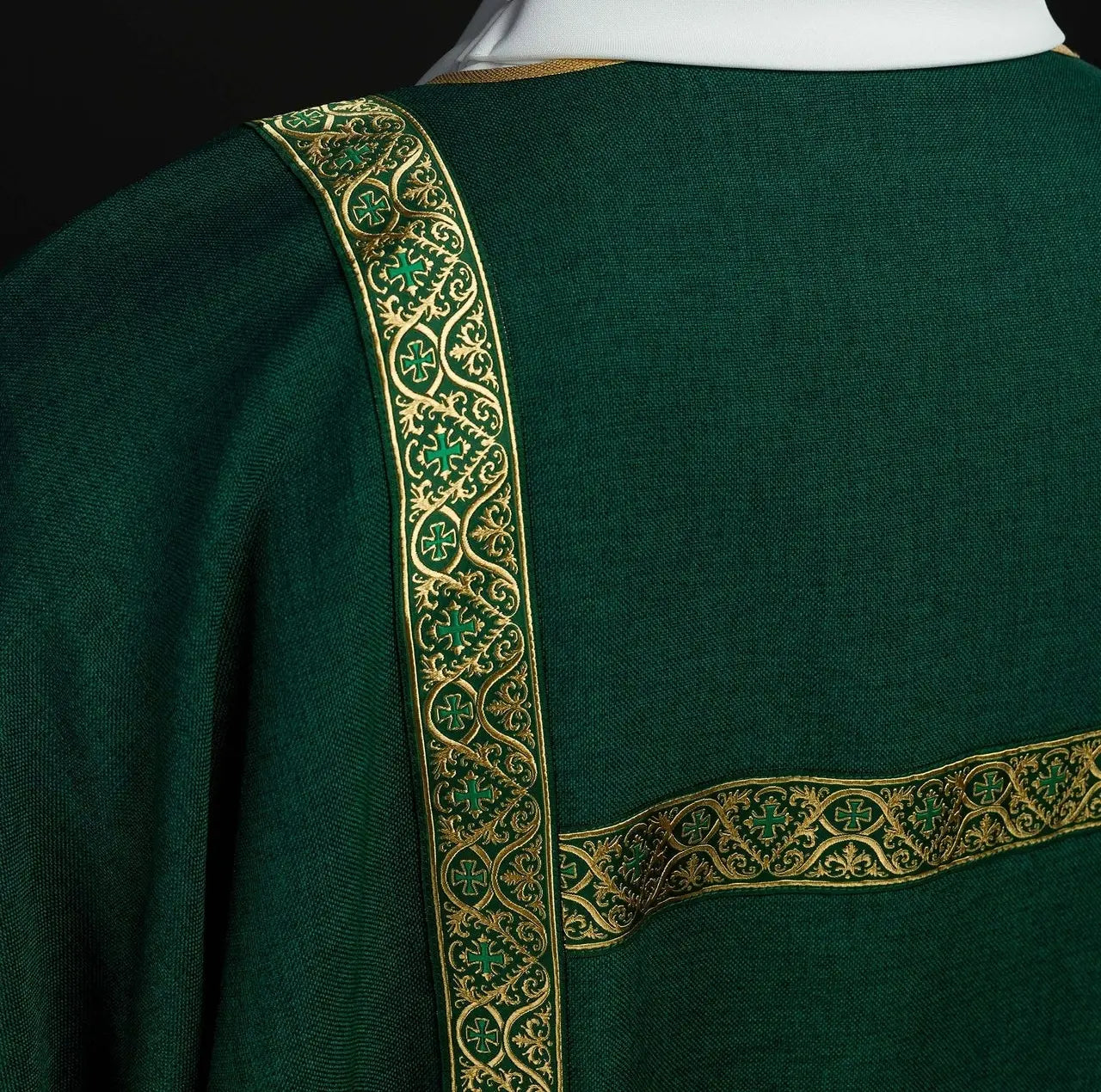 Green Dalmatic Decorated with Gold Jacquard Ribbons