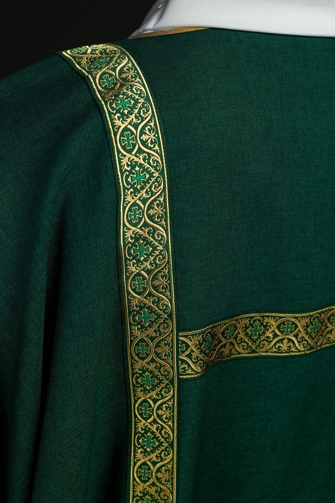 Green Dalmatic Decorated with Gold Jacquard Ribbons