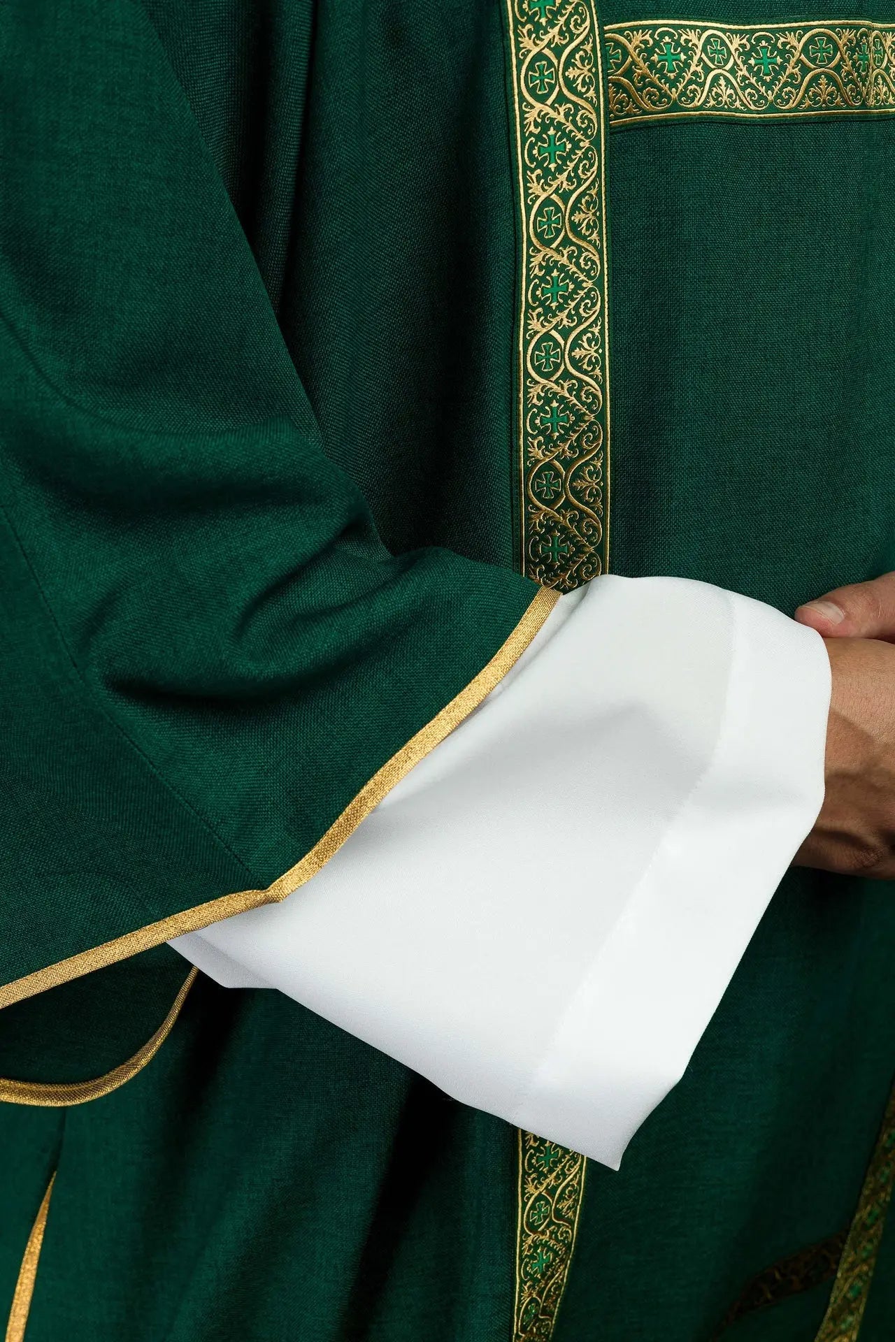 Green Dalmatic Decorated with Gold Jacquard Ribbons