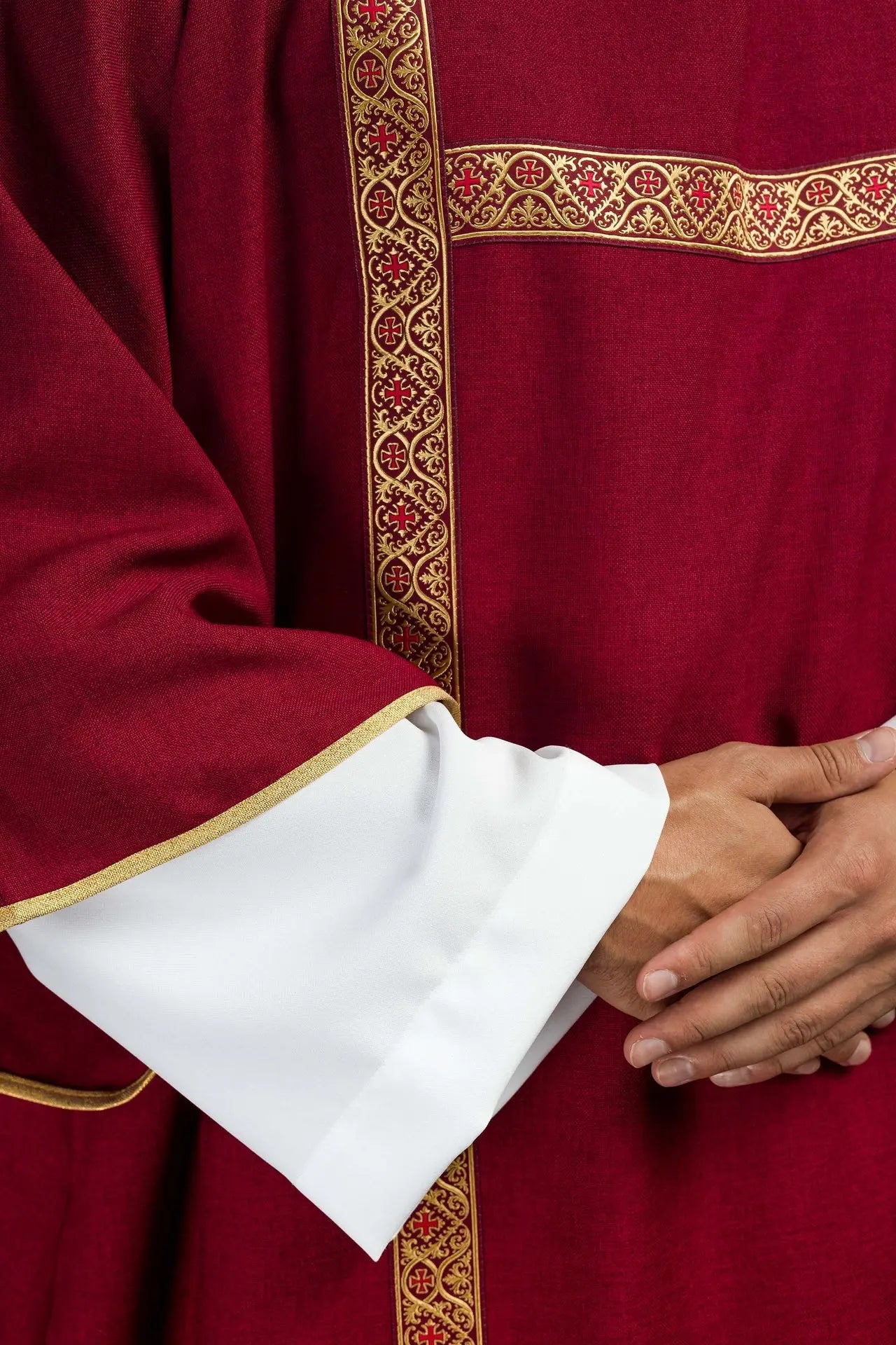 Red Dalmatic Decorated with Gold Jacquard Ribbons