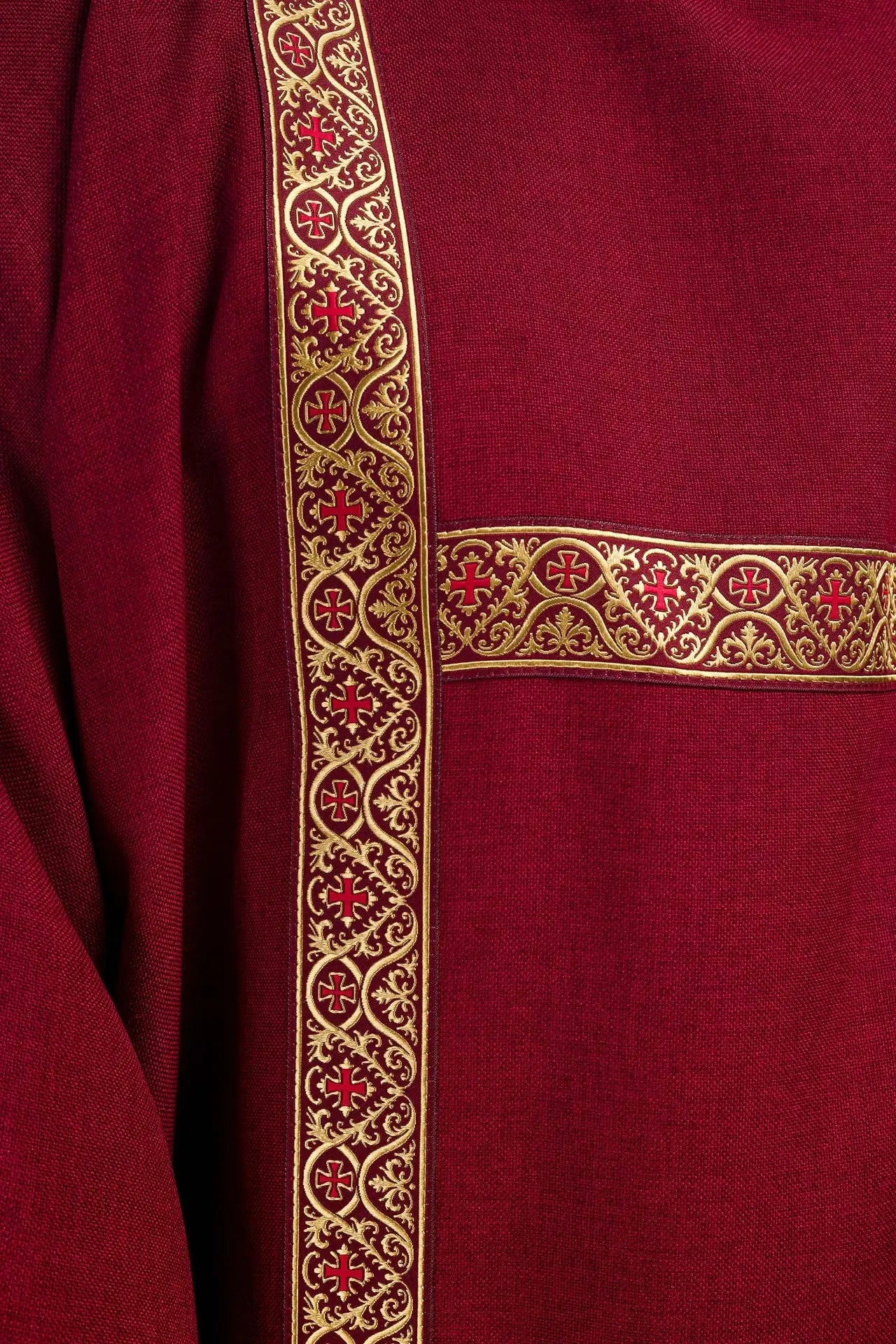 Red Dalmatic Decorated with Gold Jacquard Ribbons