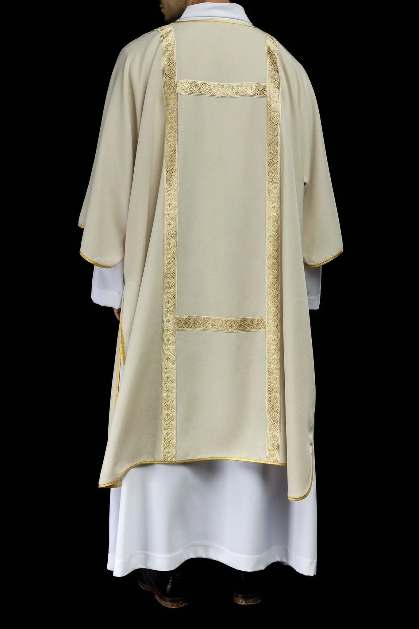 Ecru Dalmatic Decorated with Gold Jacquard Ribbons