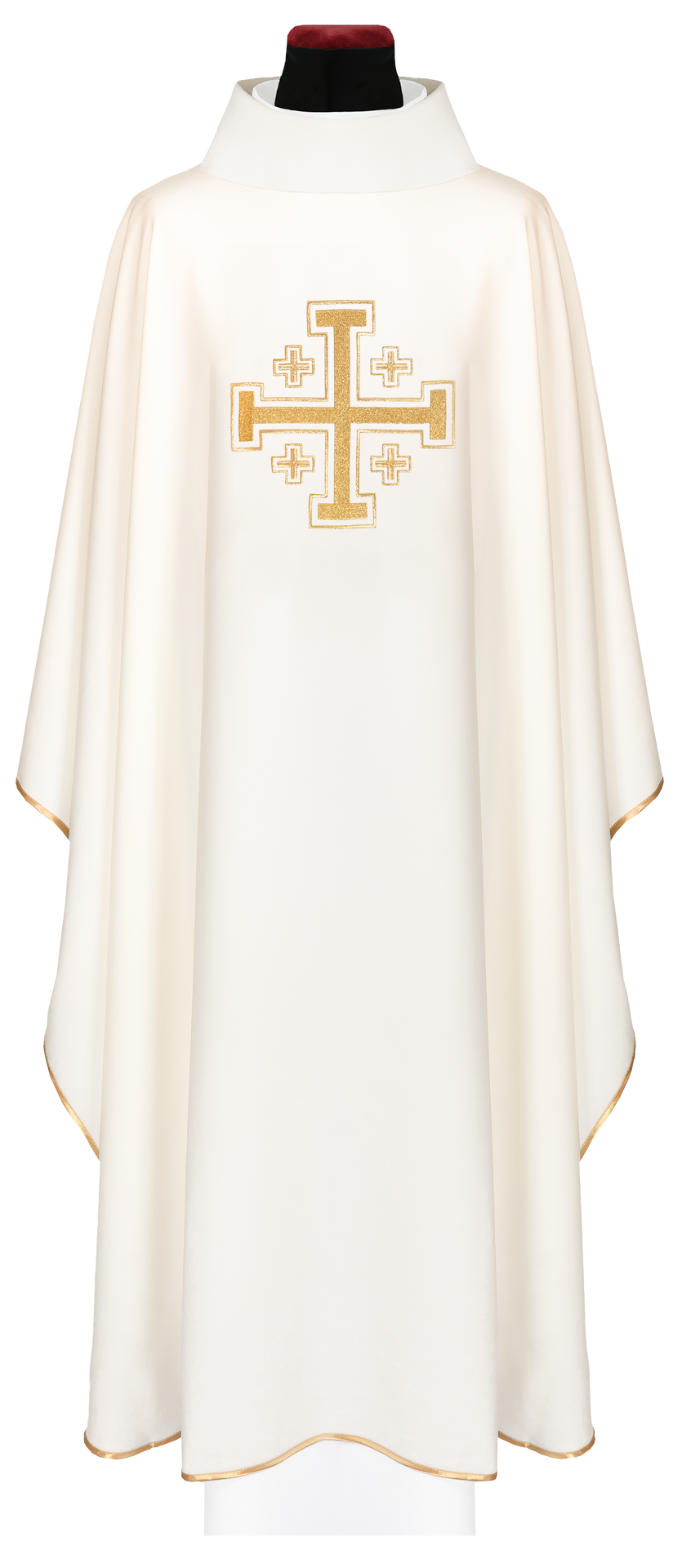 Ecru ornat haftowany z motywem krzyża - ORNATY.PL