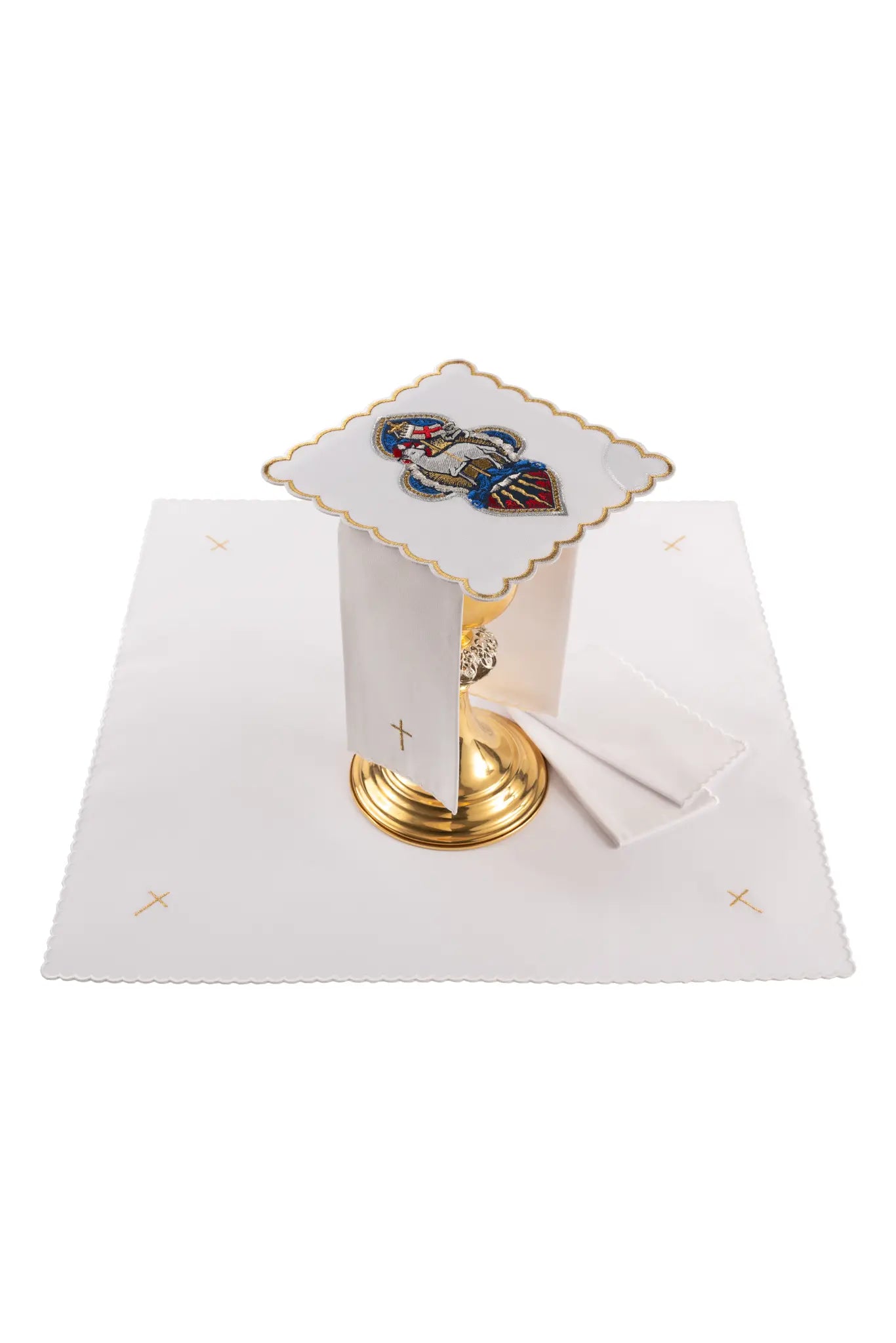 Embroidered chalice linen set for Easter with Lamb of God motif