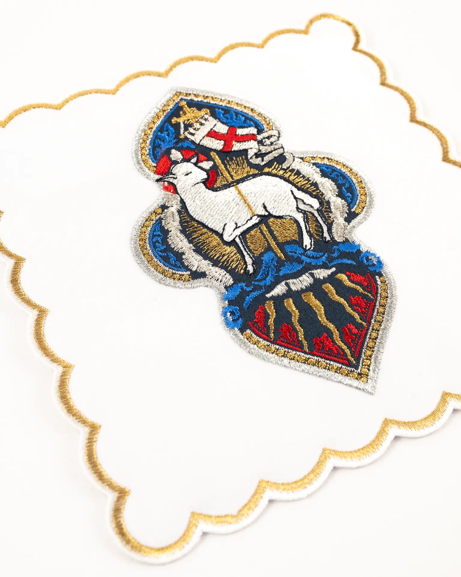 Embroidered Easter chalice linens set with the Lamb of God