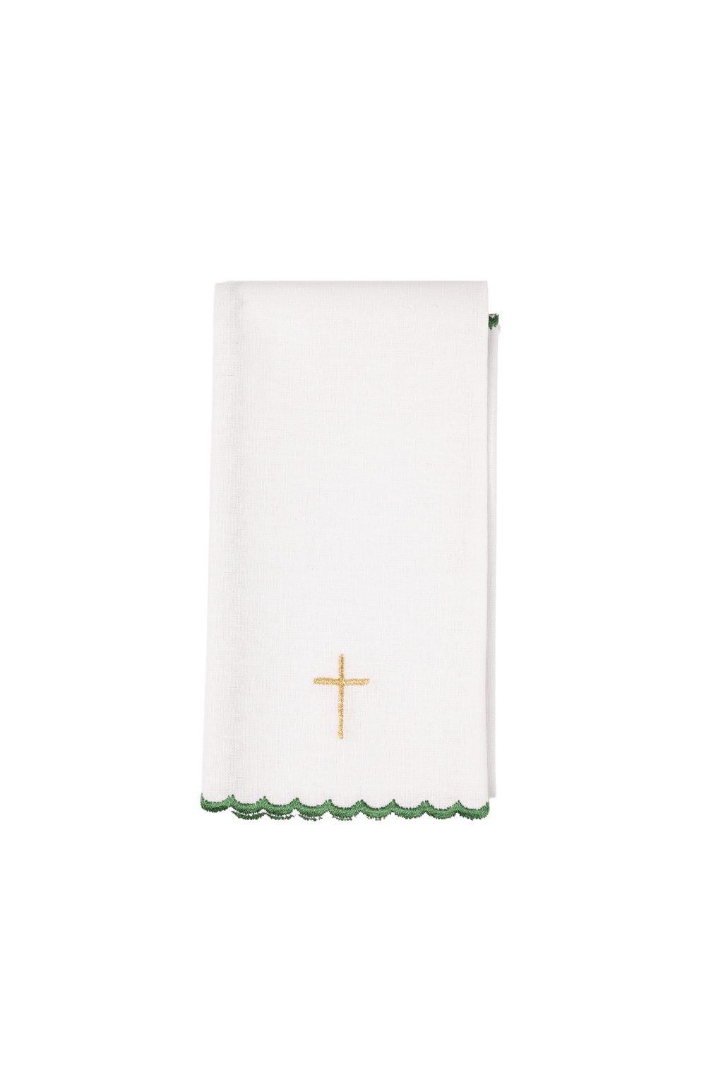 Komplet kielichowy haftowany z motywem krzyża zielony - ORNATY.PL