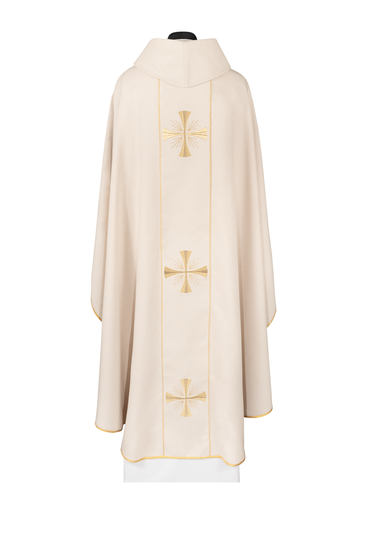 Ornat z ecru pasem i haftem krzyży - ORNATY.PL