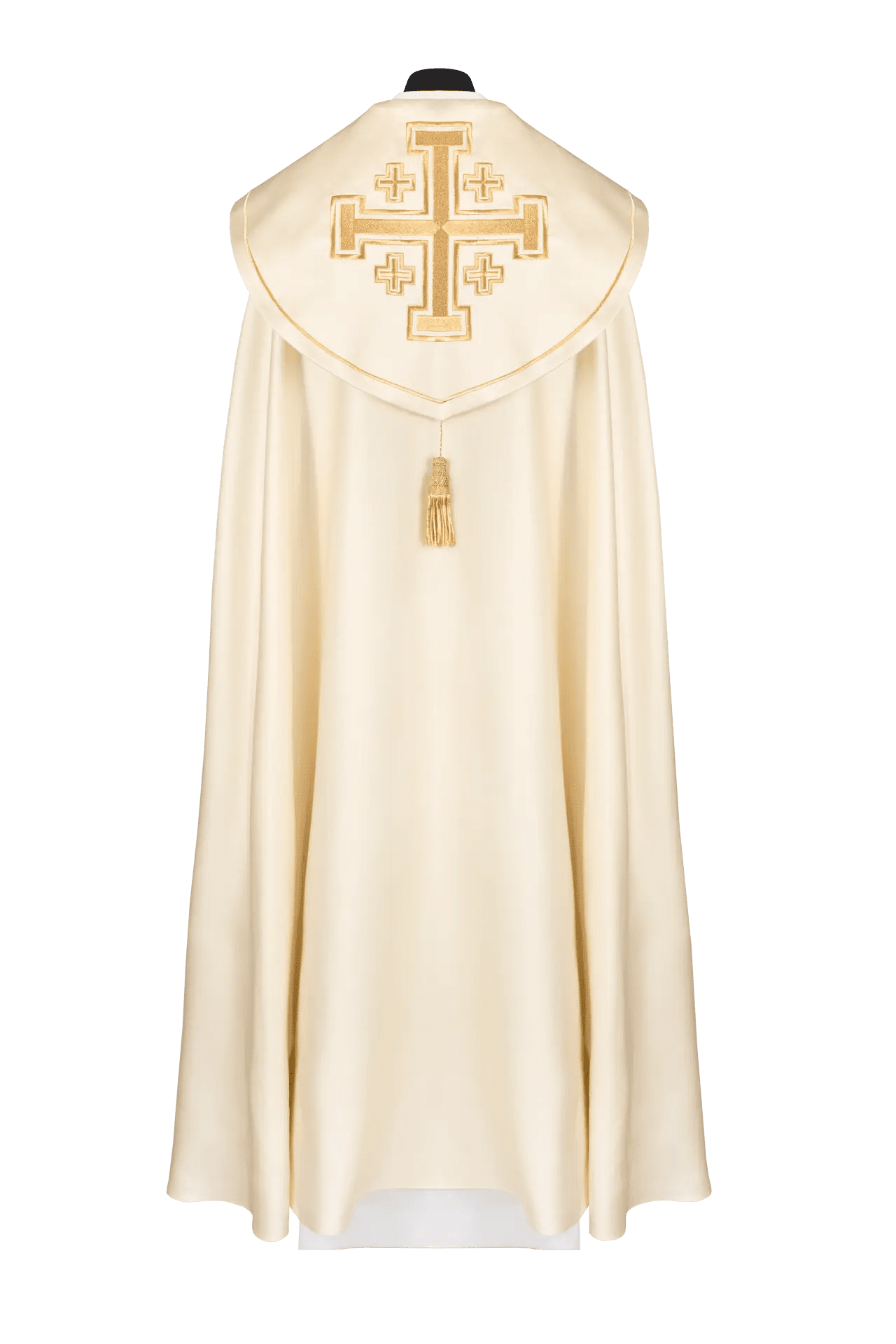 Ornat liturgiczny ecru z orfrejem i haftowanymi krzyżami