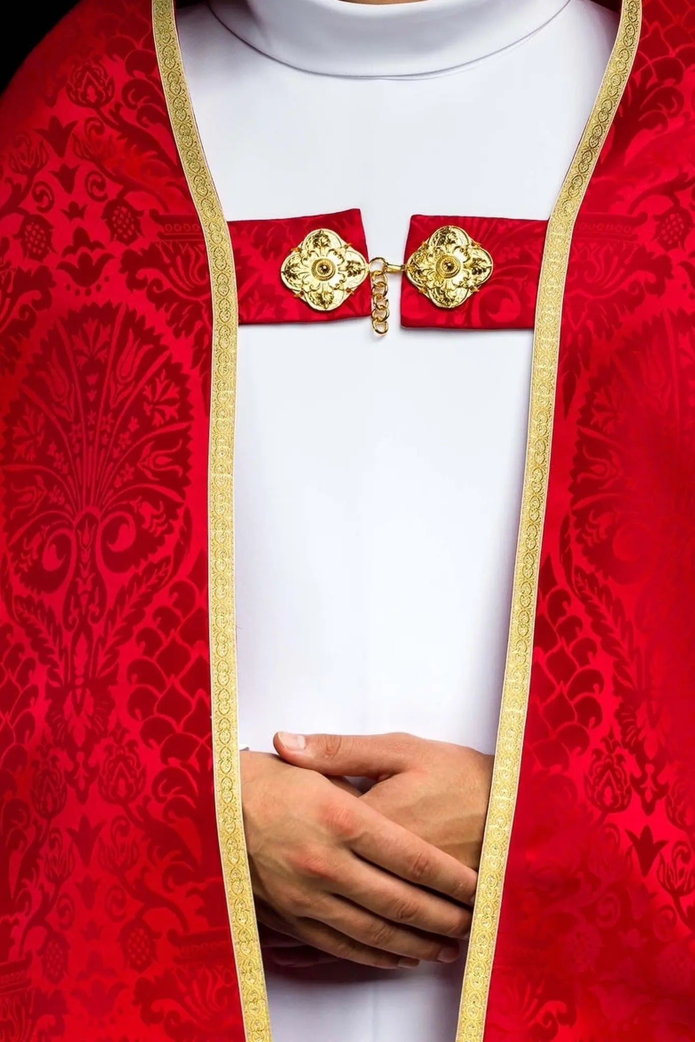 Plain Jacquard Roman Cope Red