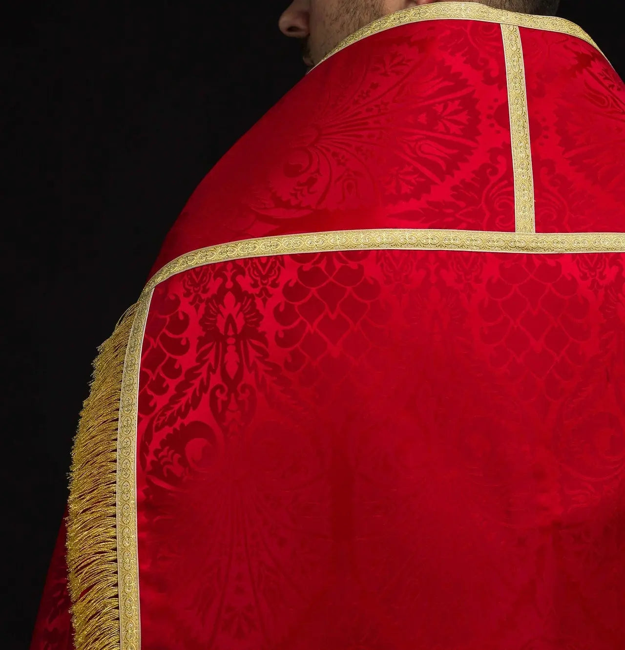 Plain Jacquard Roman Cope Red