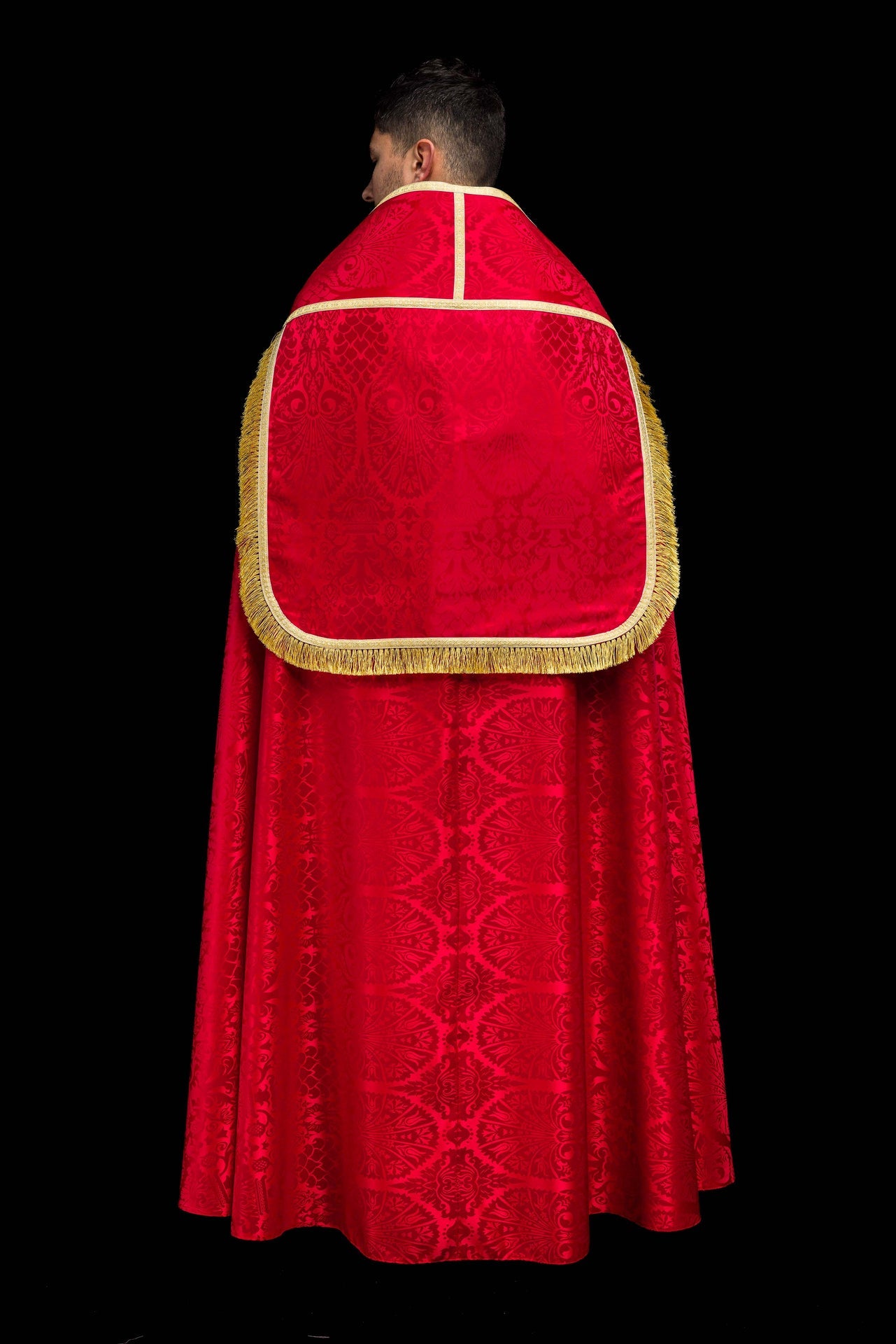 Żakardowa kapa rzymska gładka Czerwona