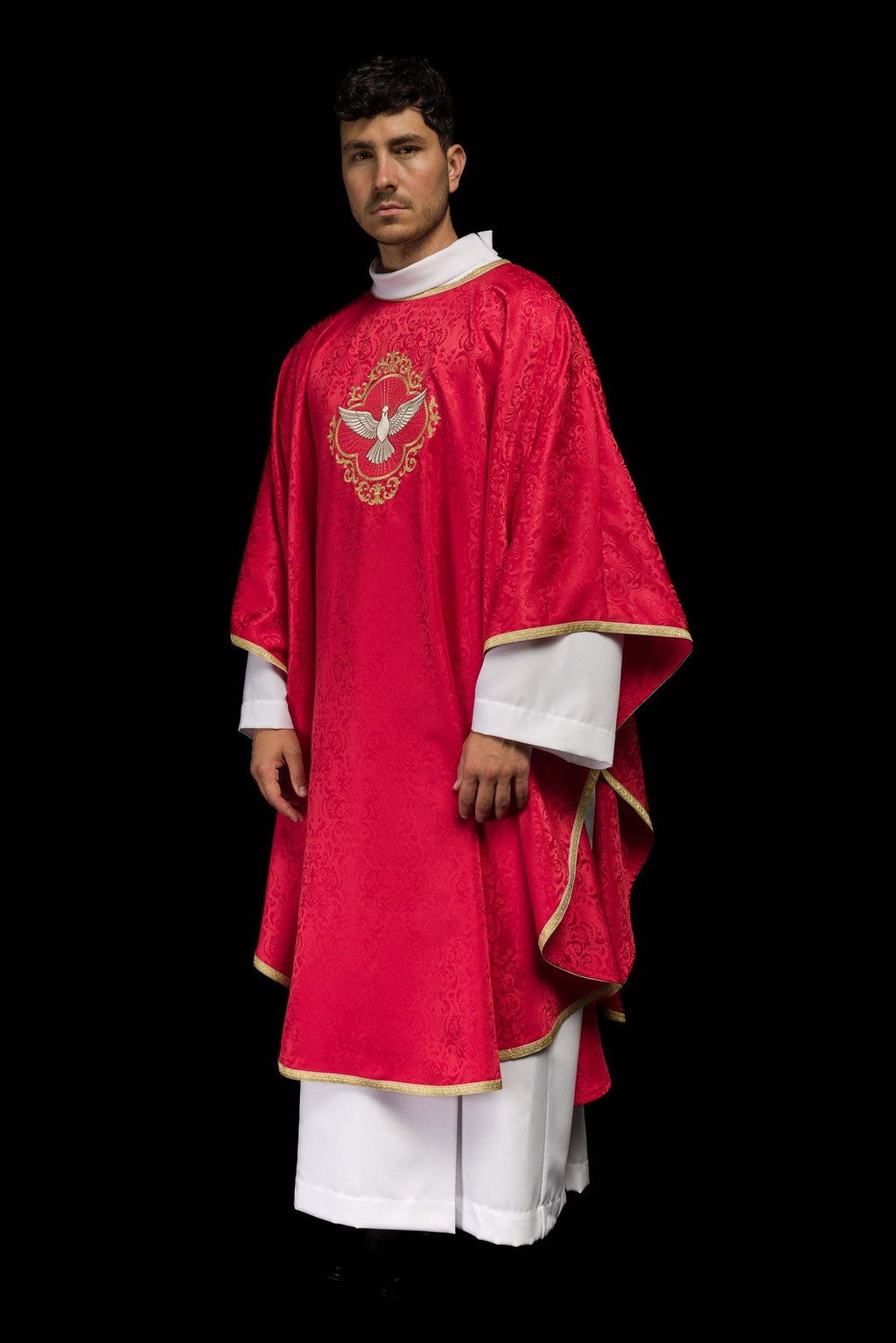 Ornat haftowany z Duchem Świętym na tkaninie żakardowej - ORNATY.PL