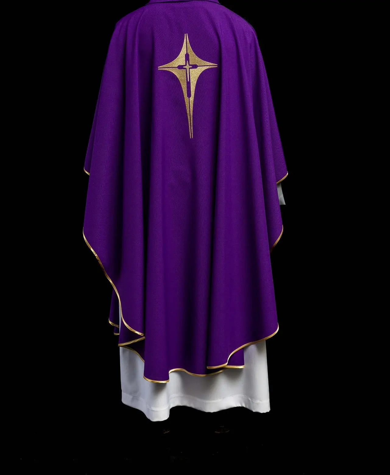 Purple chasuble embroidered with cross motif