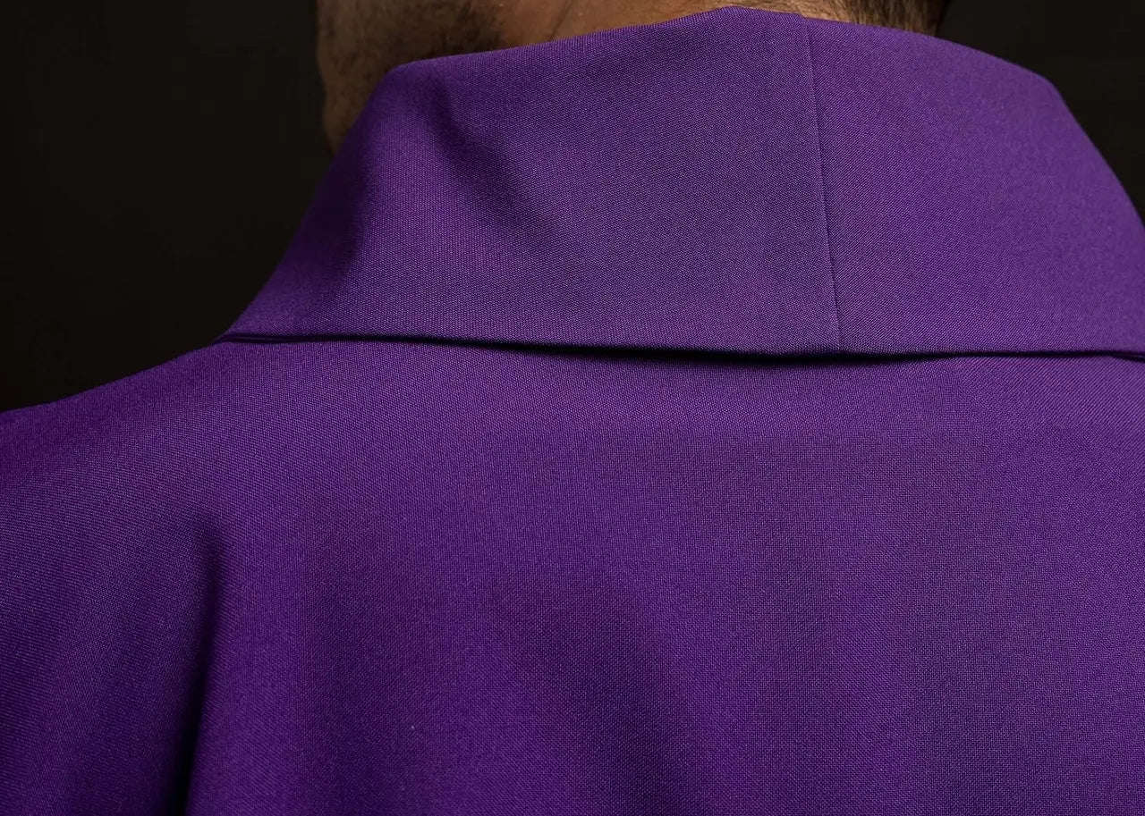 Purple chasuble embroidered with cross motif