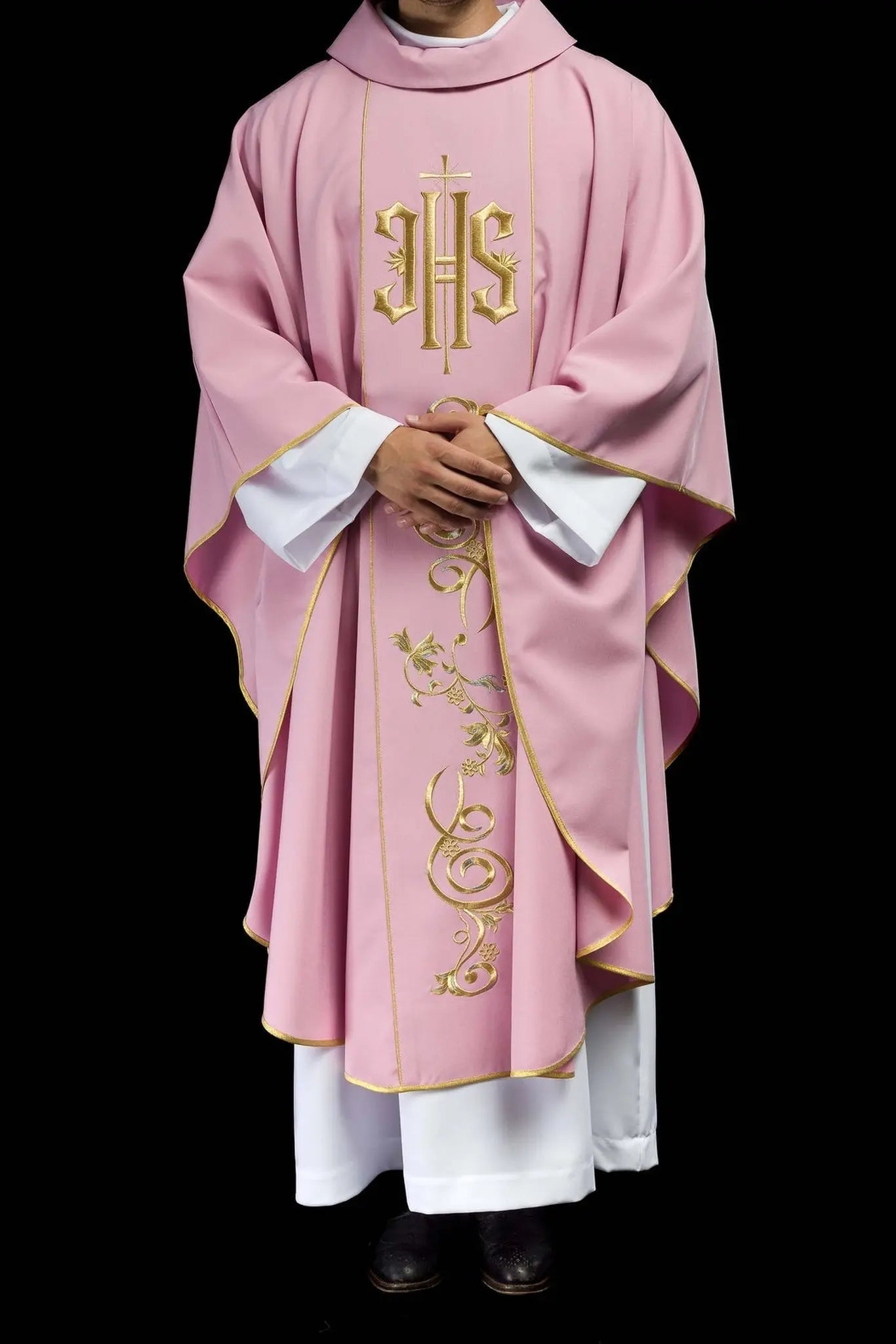Pink IHS embroidered chasuble