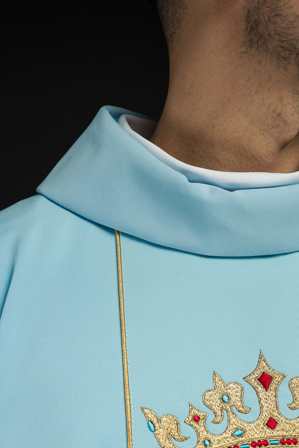 Ornat liturgiczny Maryjny haftowany z koroną Niebieski - ORNATY.PL