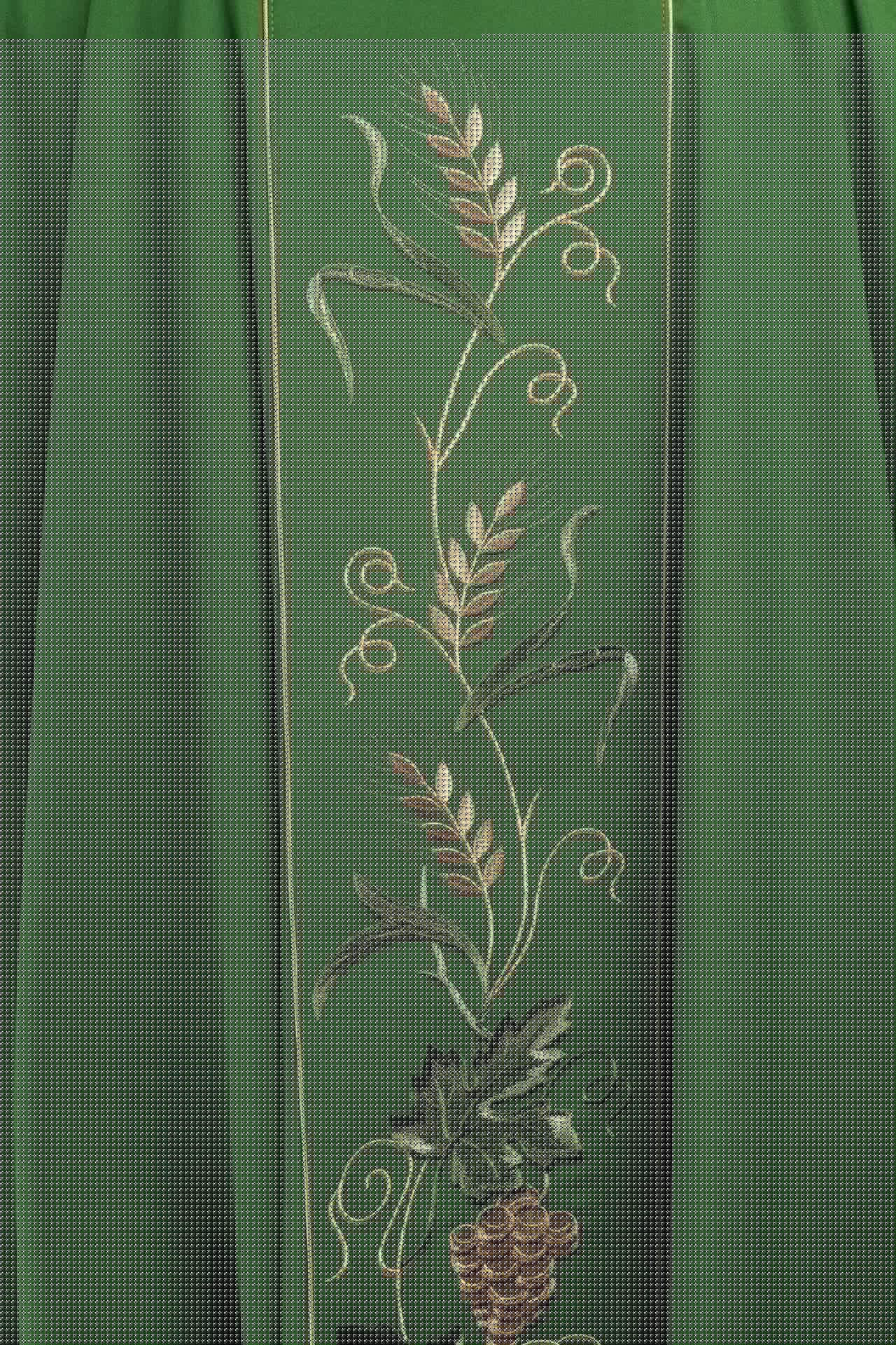 Zielony ornat na pasie z haftem IHS, kłosy i winogrona - ORNATY.PL