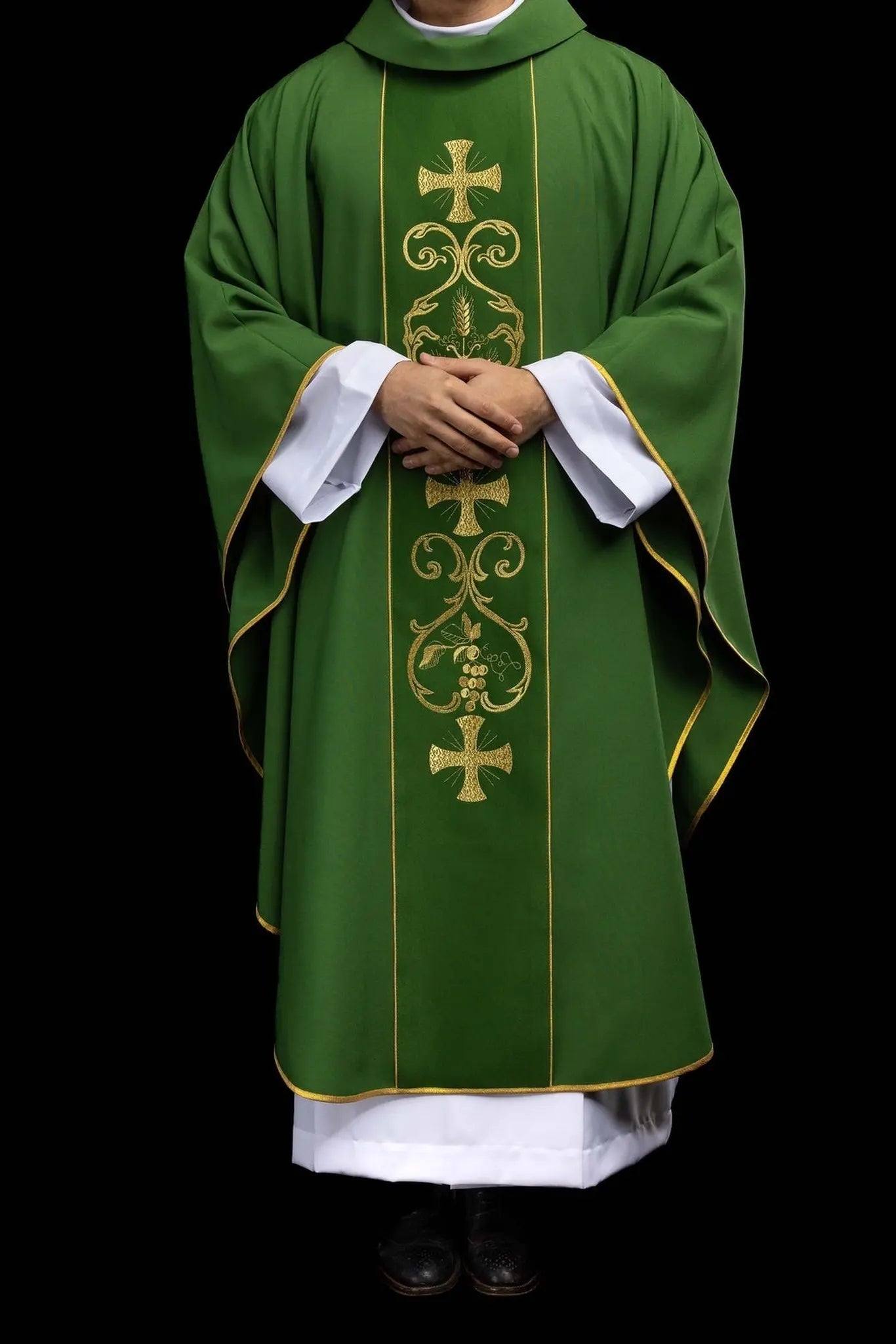 Green Chasuble with Embroidered Eucharistic Orphrey