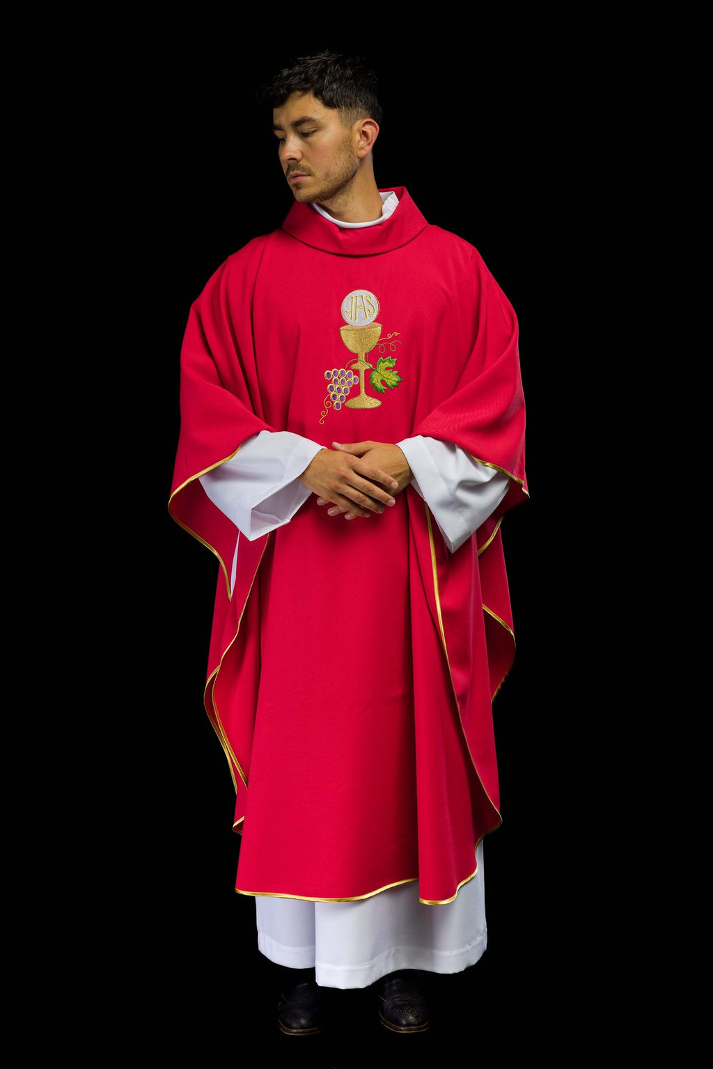 Ornat kielich Krzyż i winogrona Czerwony - ORNATY.PL