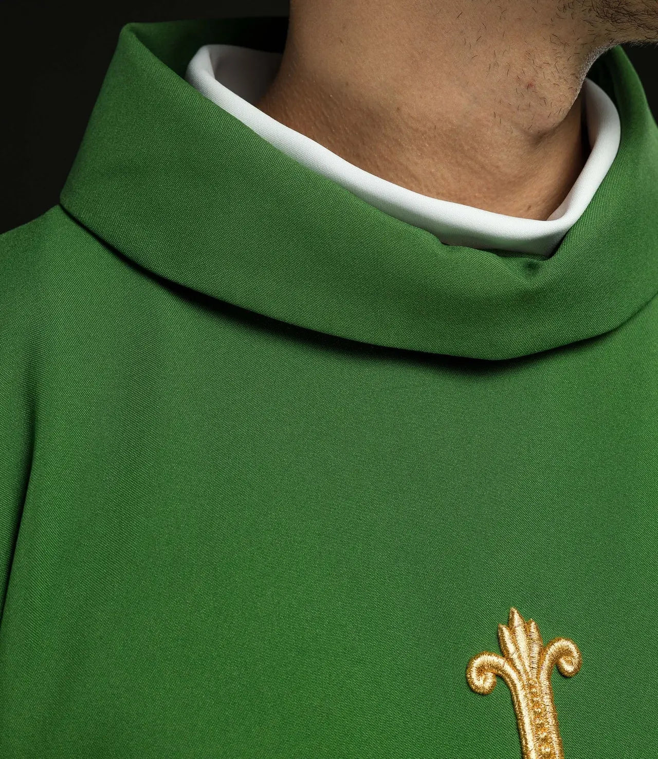 JHS green chasuble with raised embroidery