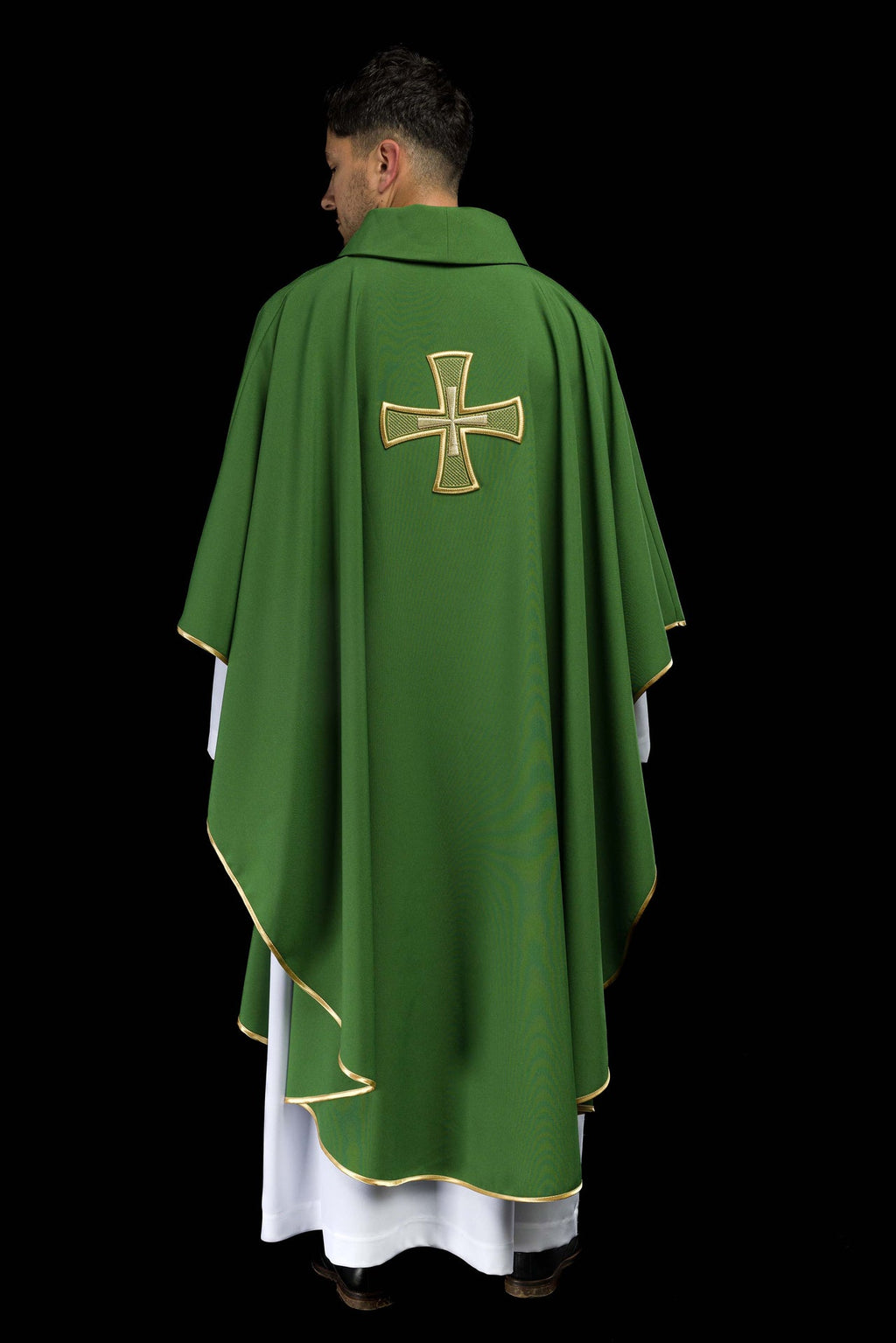 Ornat haftowany Zielony z Motywem Krzyża - ORNATY.PL