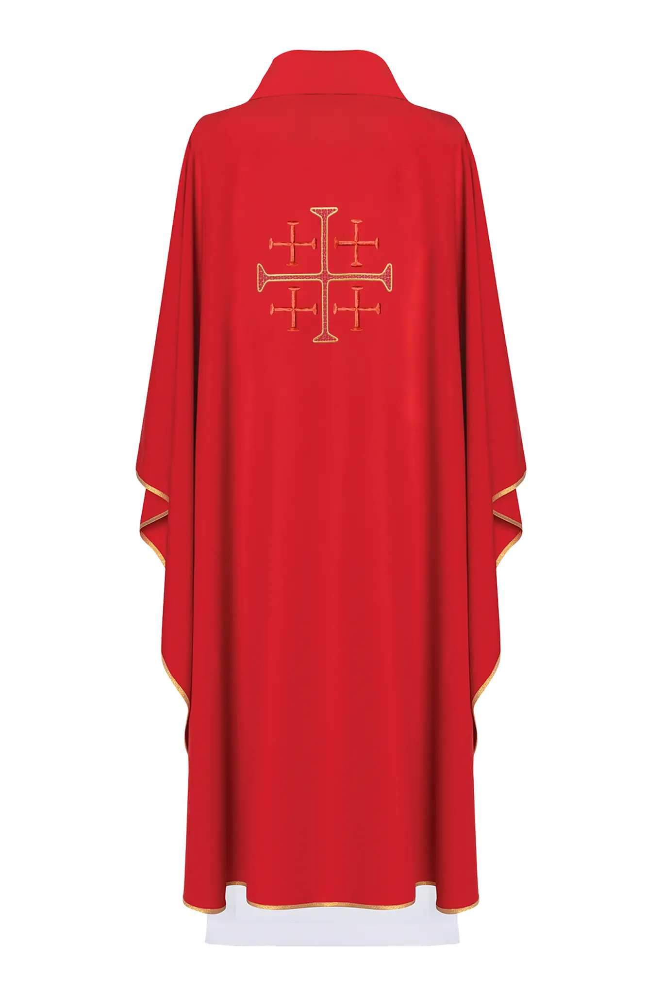 Embroidered chasuble Jerusalem cross Red Gold piping