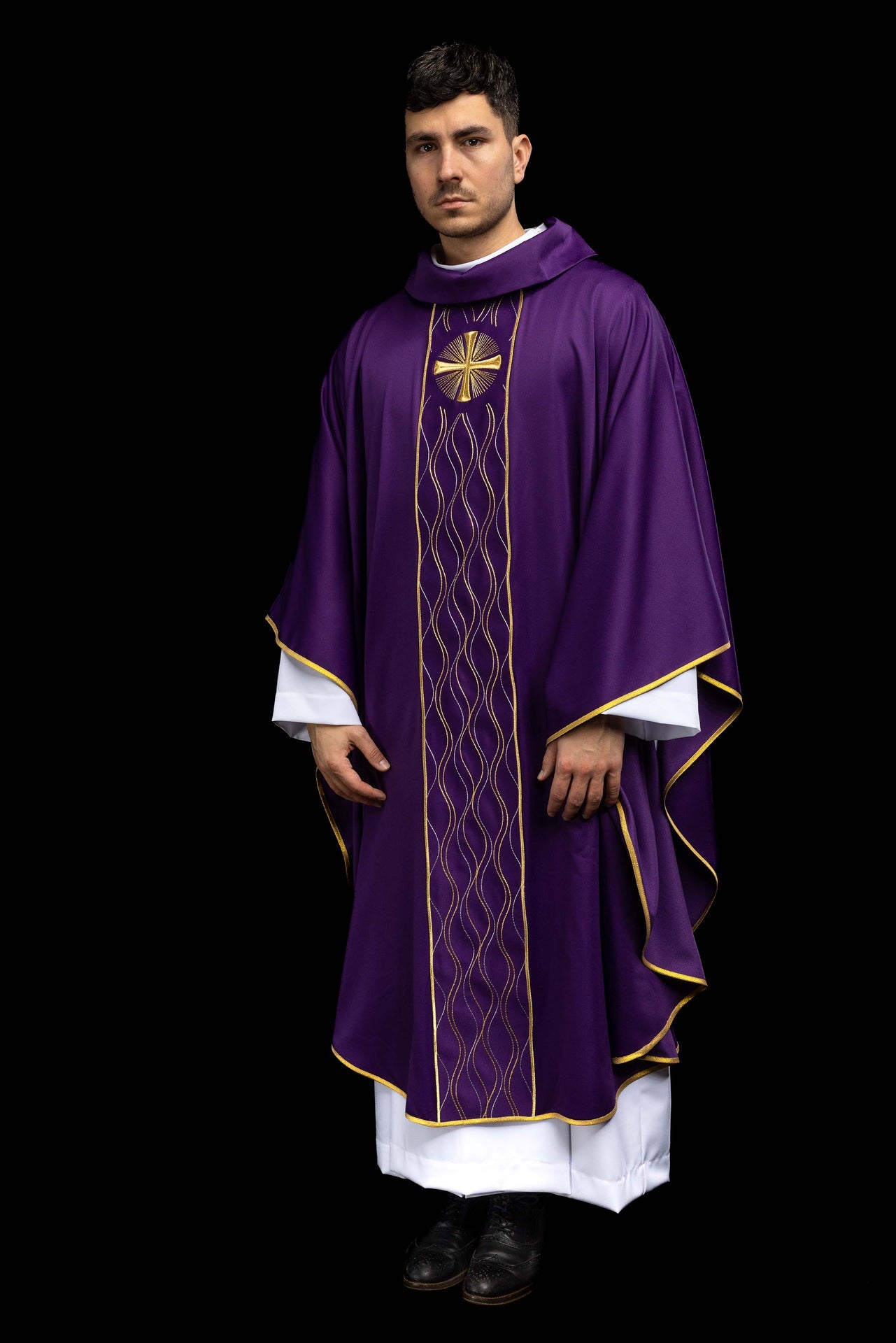 Ornat haftowany Krzyż fioletowy - ORNATY.PL