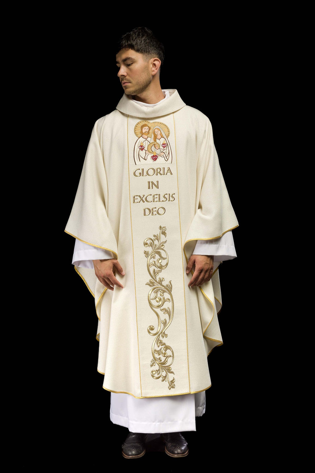 Ornat haftowany na Boże Narodzenie z wizerunkiem Świętej Rodziny - ORNATY.PL