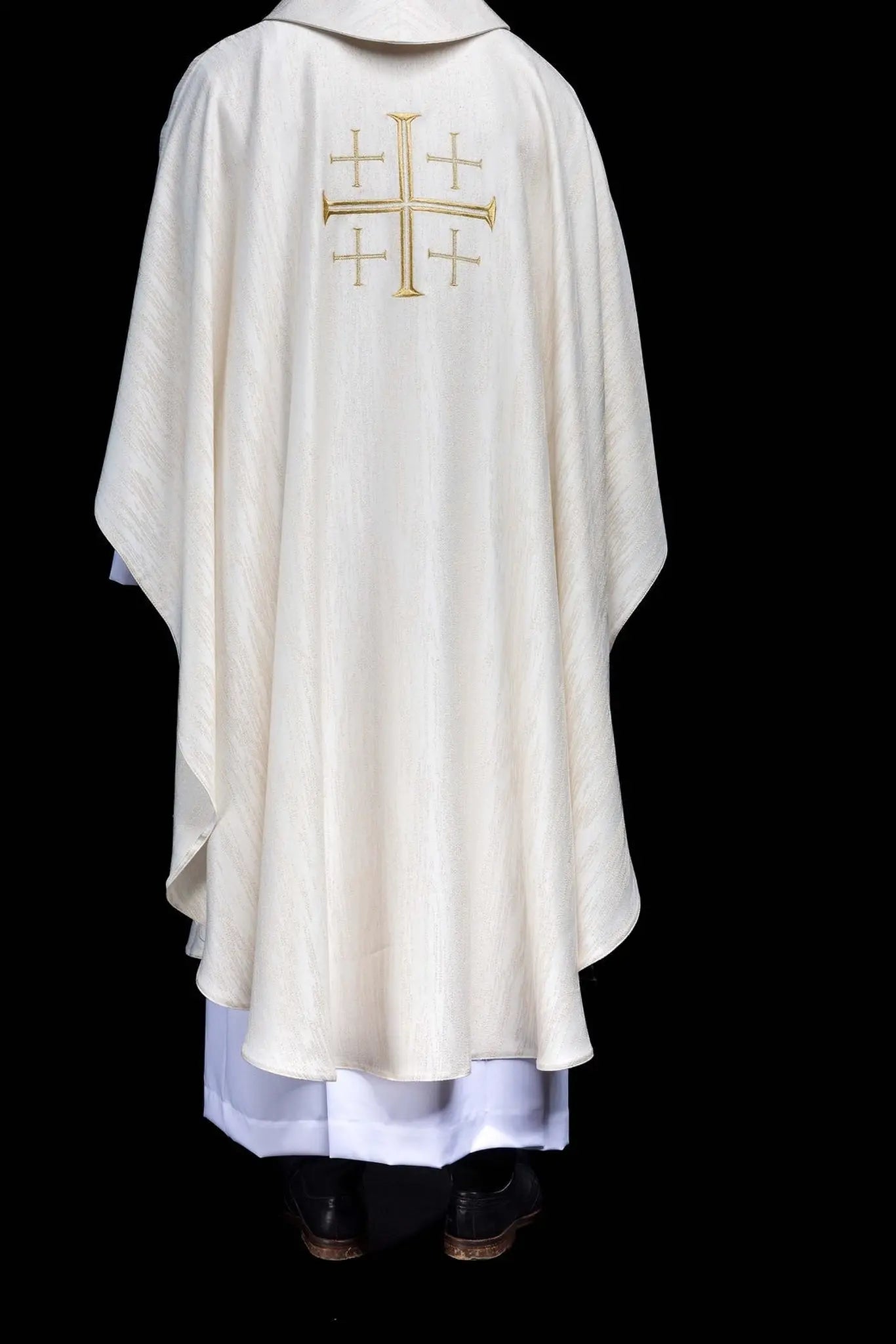 Embroidered Chasuble with Jerusalem Cross Ecru