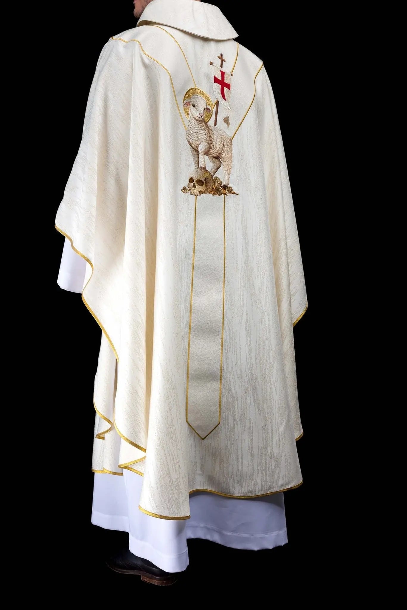 White Chasuble with Risen Christ and Paschal Lamb Embroidery