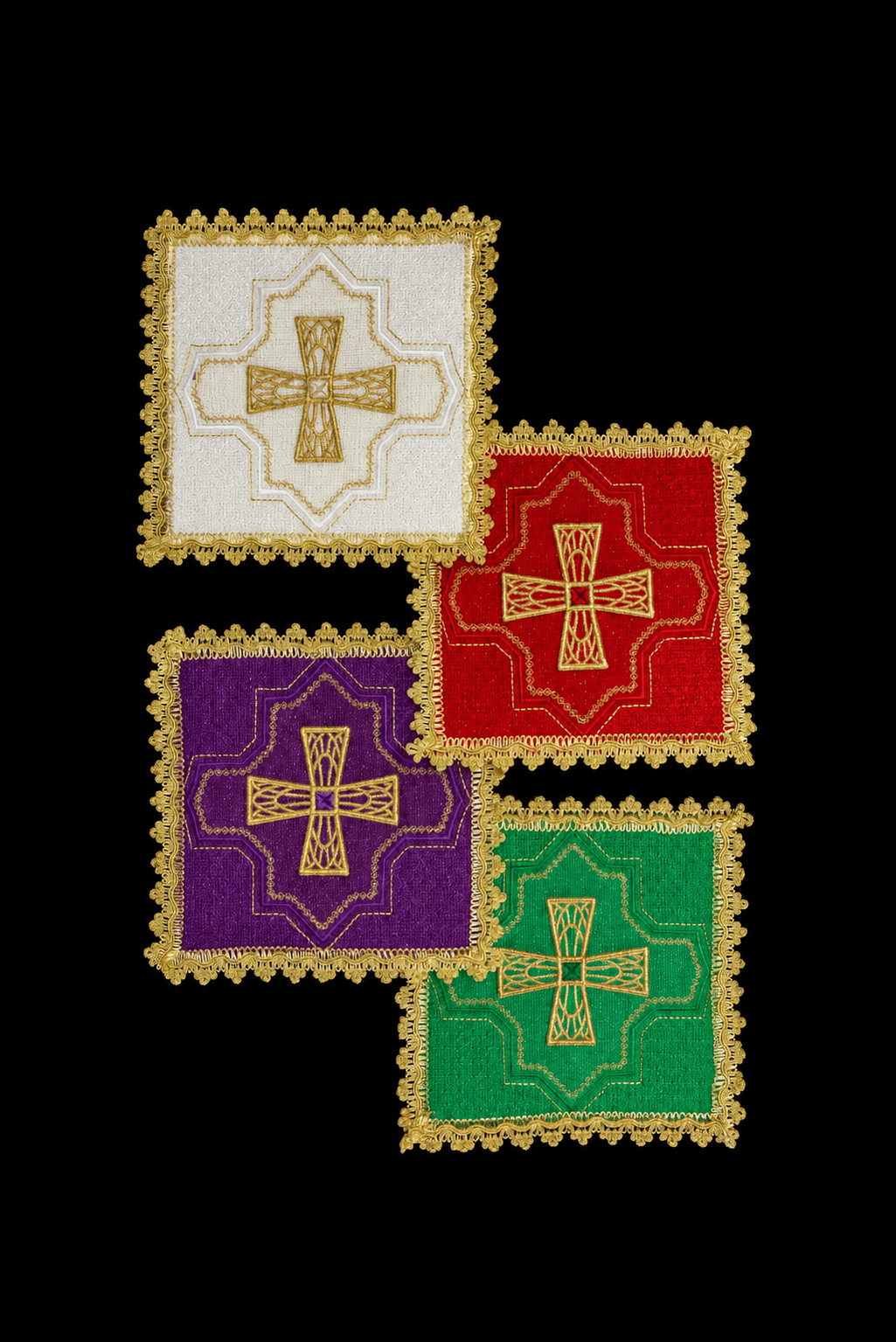 Komplet palików w czterech kolorach liturgicznych