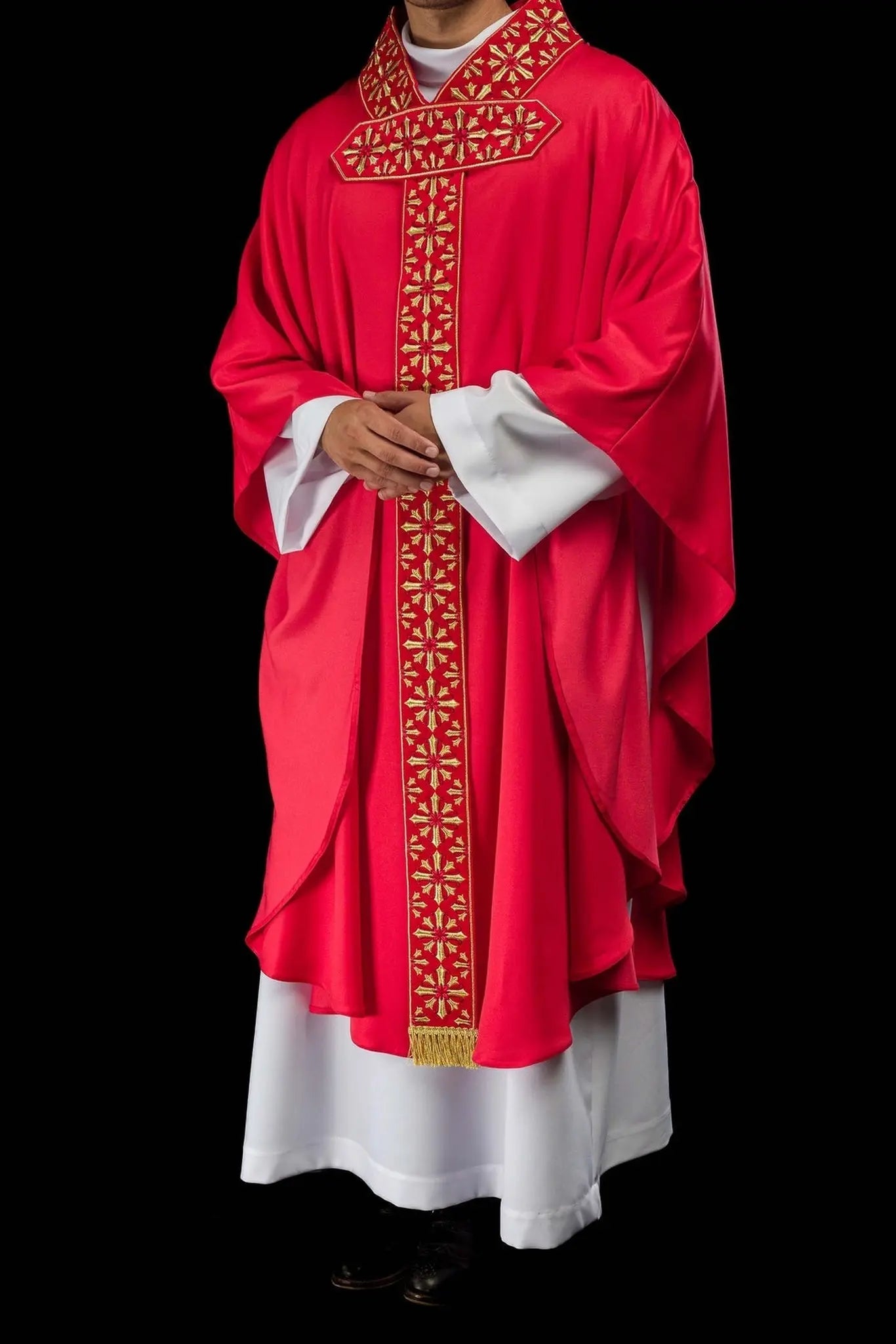 Chasuble with brilliant red embroidery