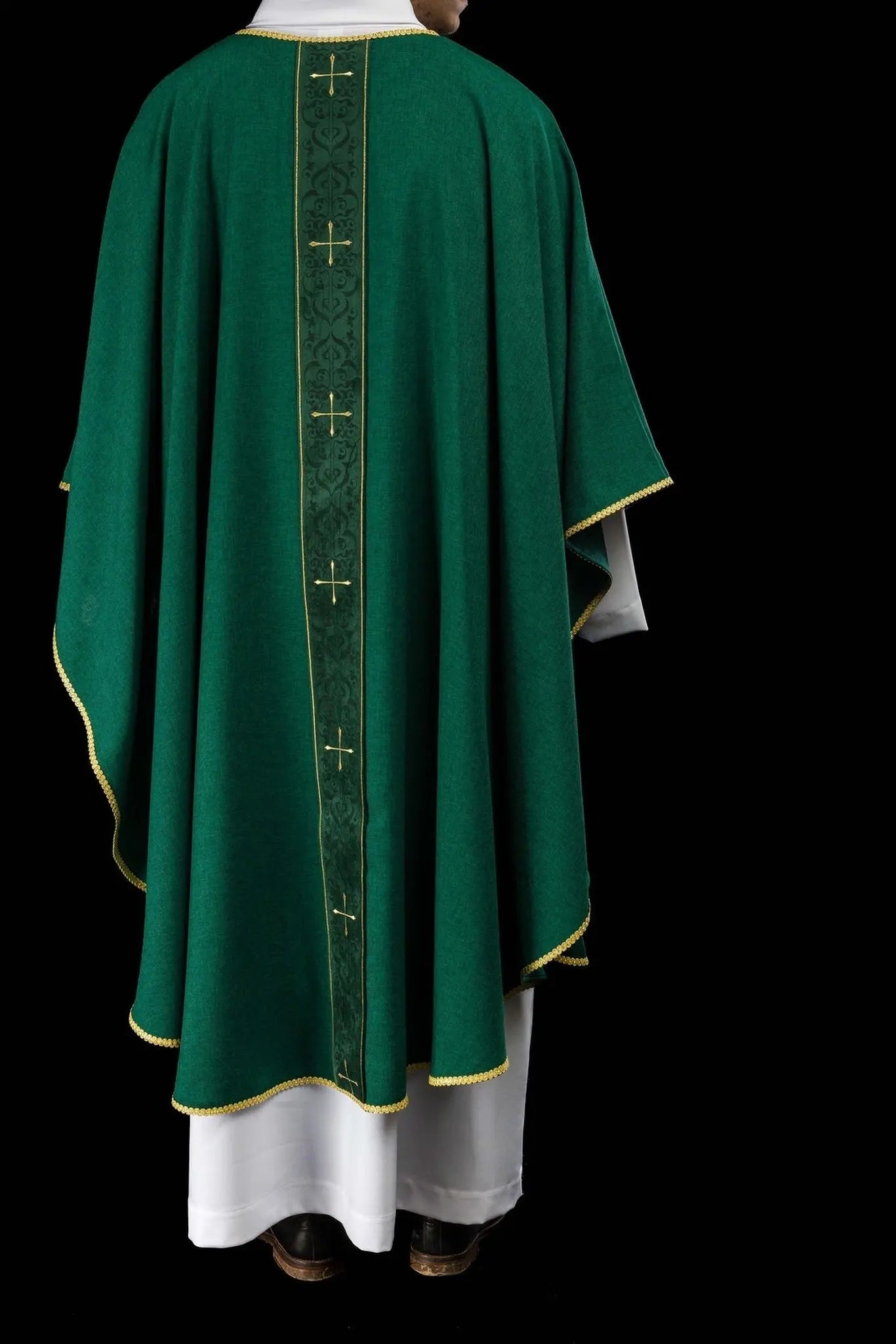 Green Chasuble with Embroidered Band and Cross Motif