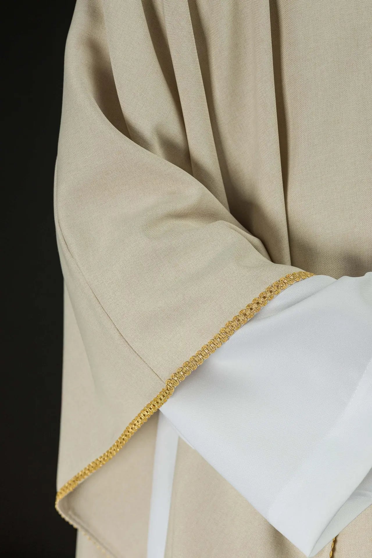 Ecru Chasuble with Embroidered Band and Cross Motif