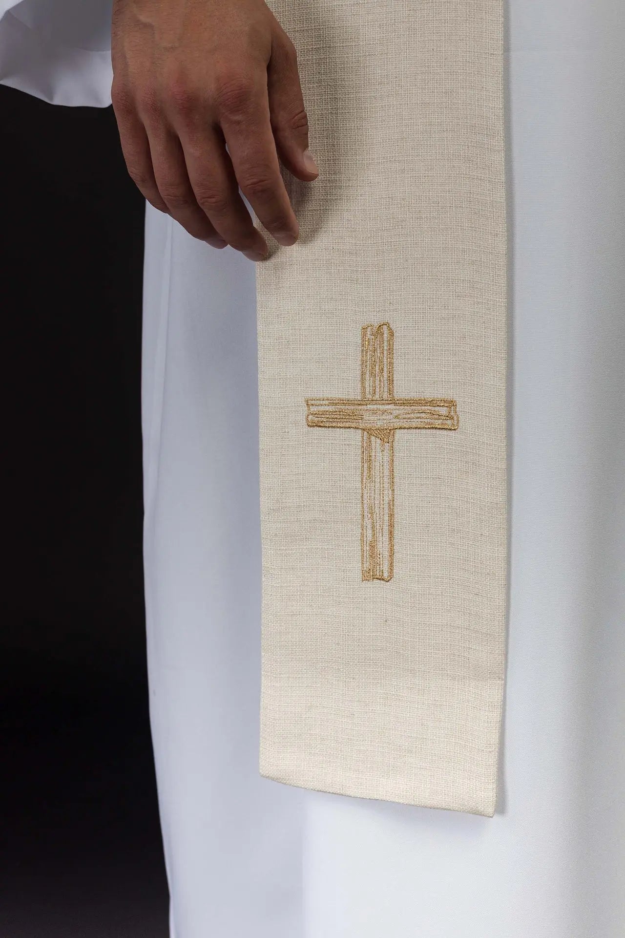 Haftowana stuła "Jezus Dobry Pasterz" w kolorze ecru
