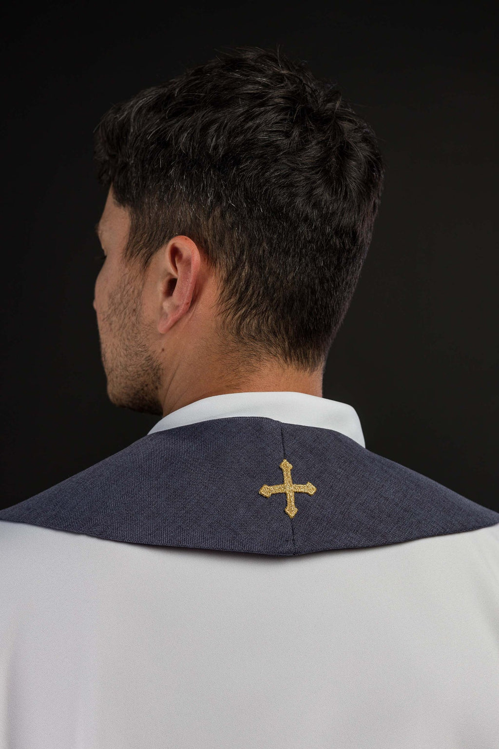 Stuła haftowana z motywem IHS fioletowa - ORNATY.PL