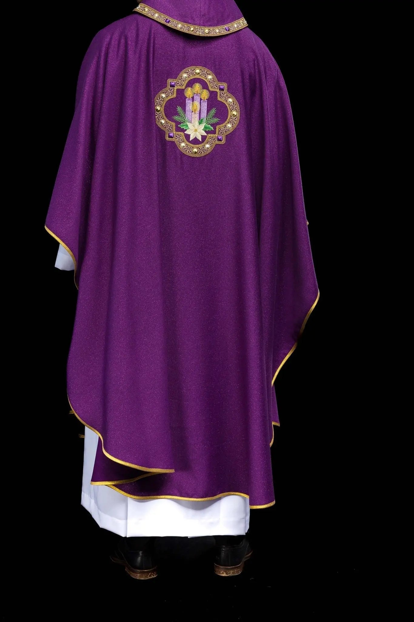 Embroidered Advent Chasuble Made from Shimmering Fabric