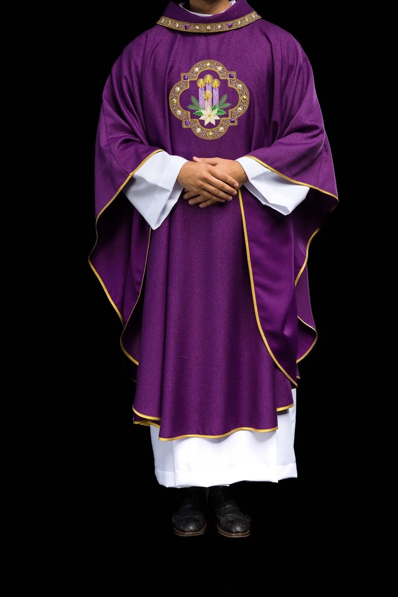 Embroidered Advent Chasuble Made from Shimmering Fabric