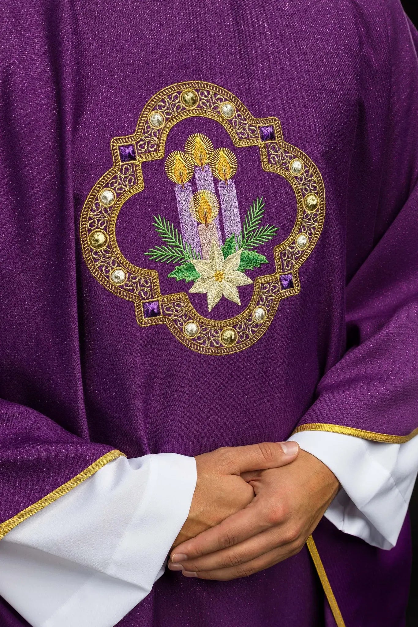 Embroidered Advent Chasuble Made from Shimmering Fabric