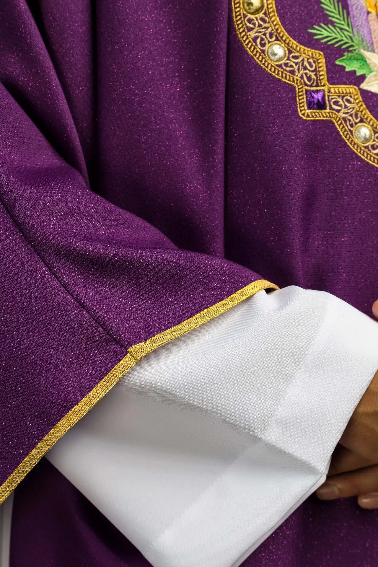 Embroidered Advent Chasuble Made from Shimmering Fabric
